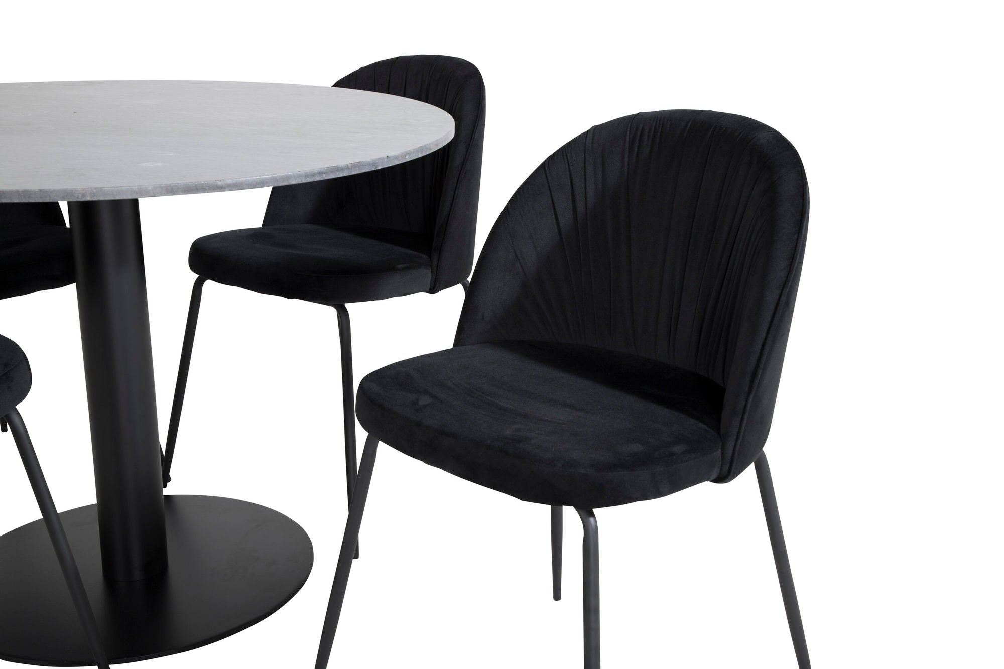 Venture Home Estelle rund spisebord ø106 H75 - Black / Black+Wrinkles Spisebordsstol - Black Legs - Black Velvet_4