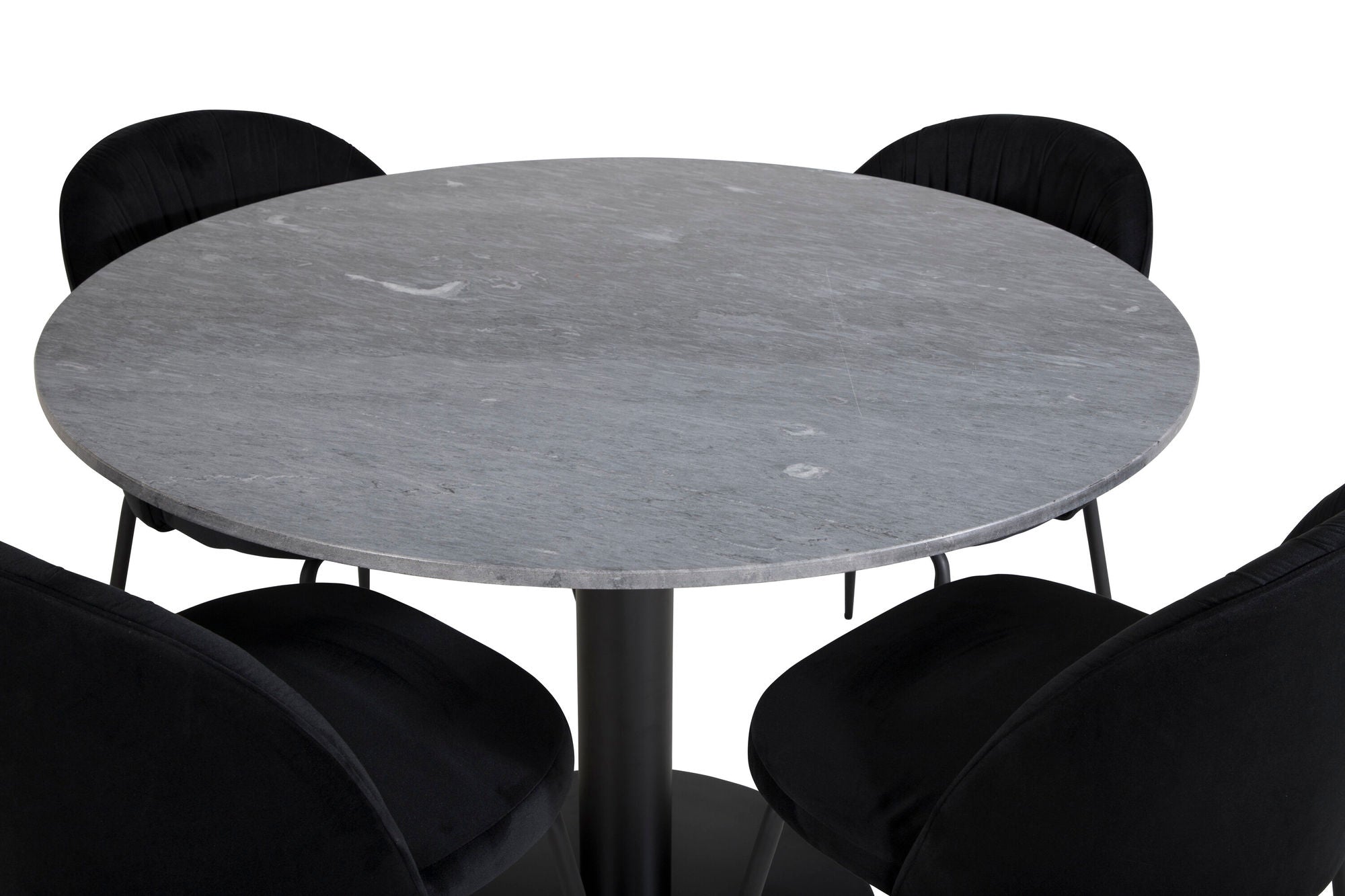 Venture Home Estelle rund spisebord ø106 H75 - Black / Black+Wrinkles Spisebordsstol - Black Legs - Black Velvet_4