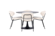 Venture Home Glade spisebord - Black / Black MDF +Chico Spisebordsstol - Black / White Boucle _4