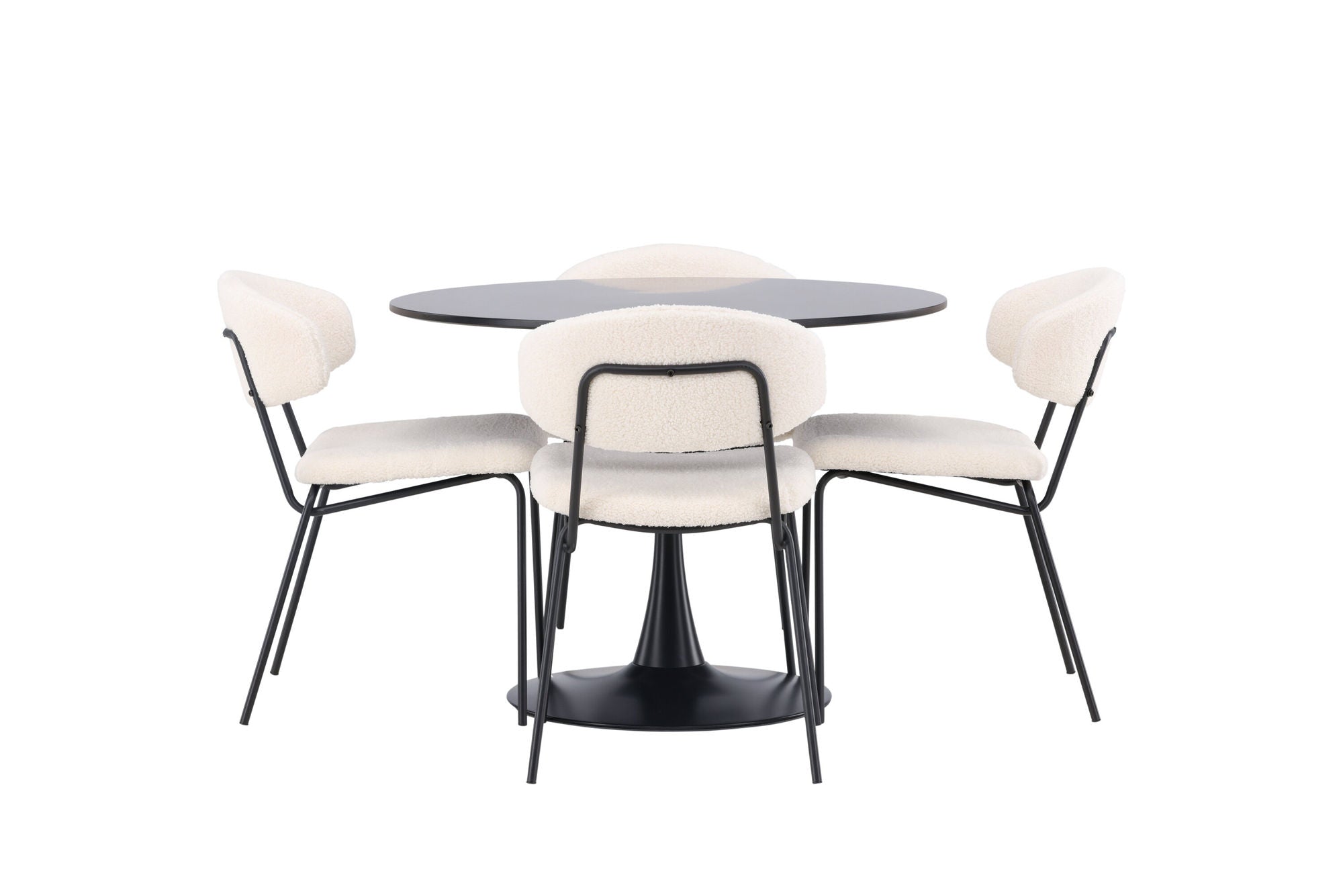 Venture Home Glade spisebord - Black / Black MDF +Chico Spisebordsstol - Black / White Boucle _4