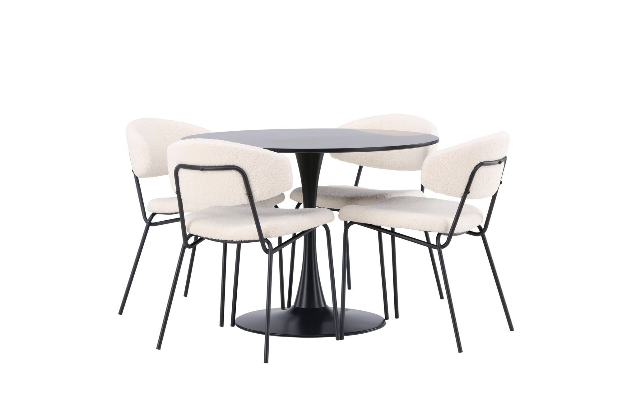 Venture Home Glade spisebord - Black / Black MDF +Chico Spisebordsstol - Black / White Boucle _4