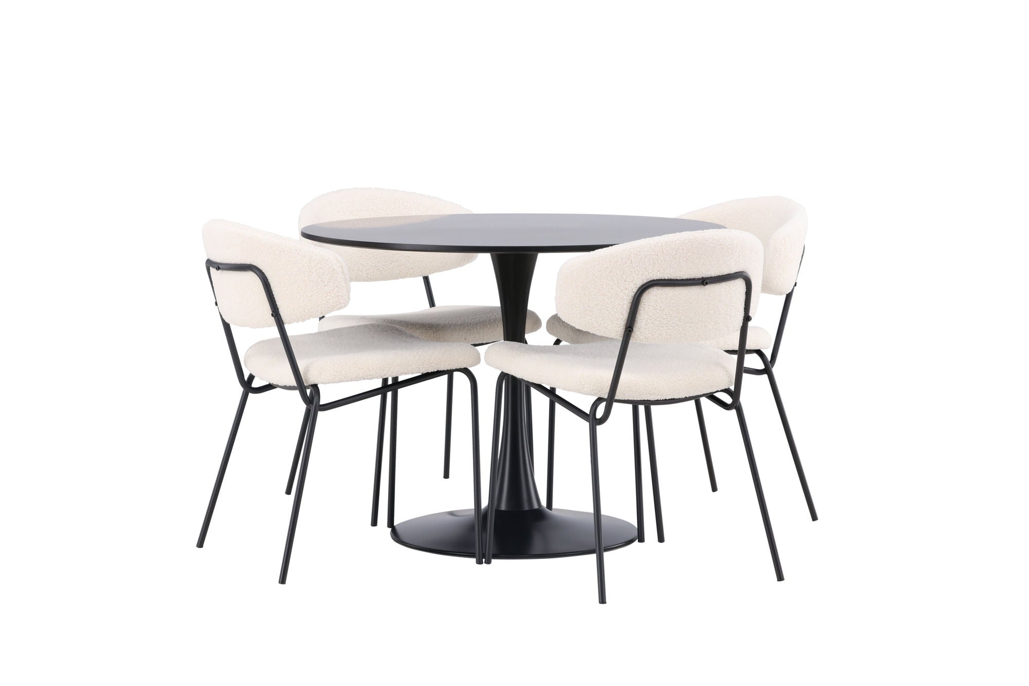 Venture Home Glade spisebord - Black / Black MDF +Chico Spisebordsstol - Black / White Boucle _4