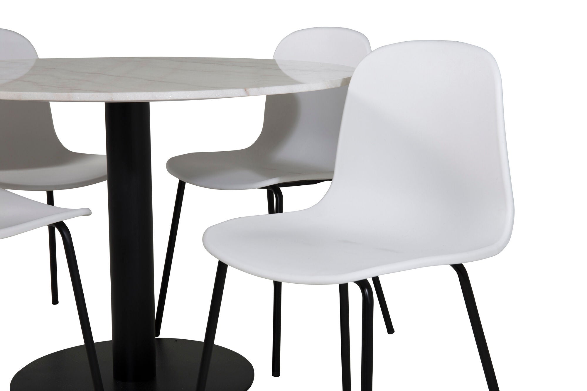 Venture Home Estelle rund spisebord ø106 H75 - White / Black+Arctic Spisebordsstol - Black Legs - White Plastic_4