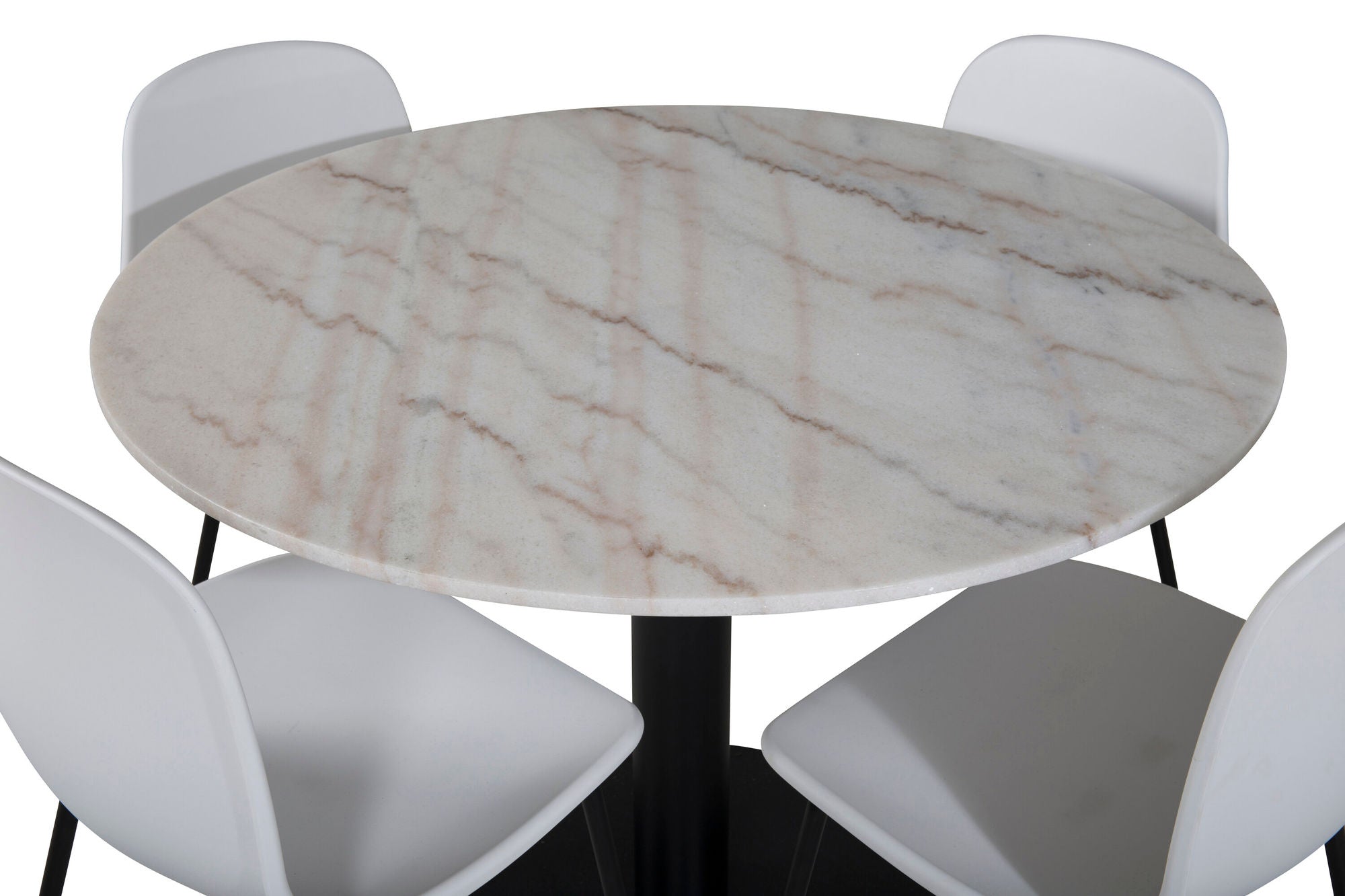 Venture Home Estelle rund spisebord ø106 H75 - White / Black+Arctic Spisebordsstol - Black Legs - White Plastic_4