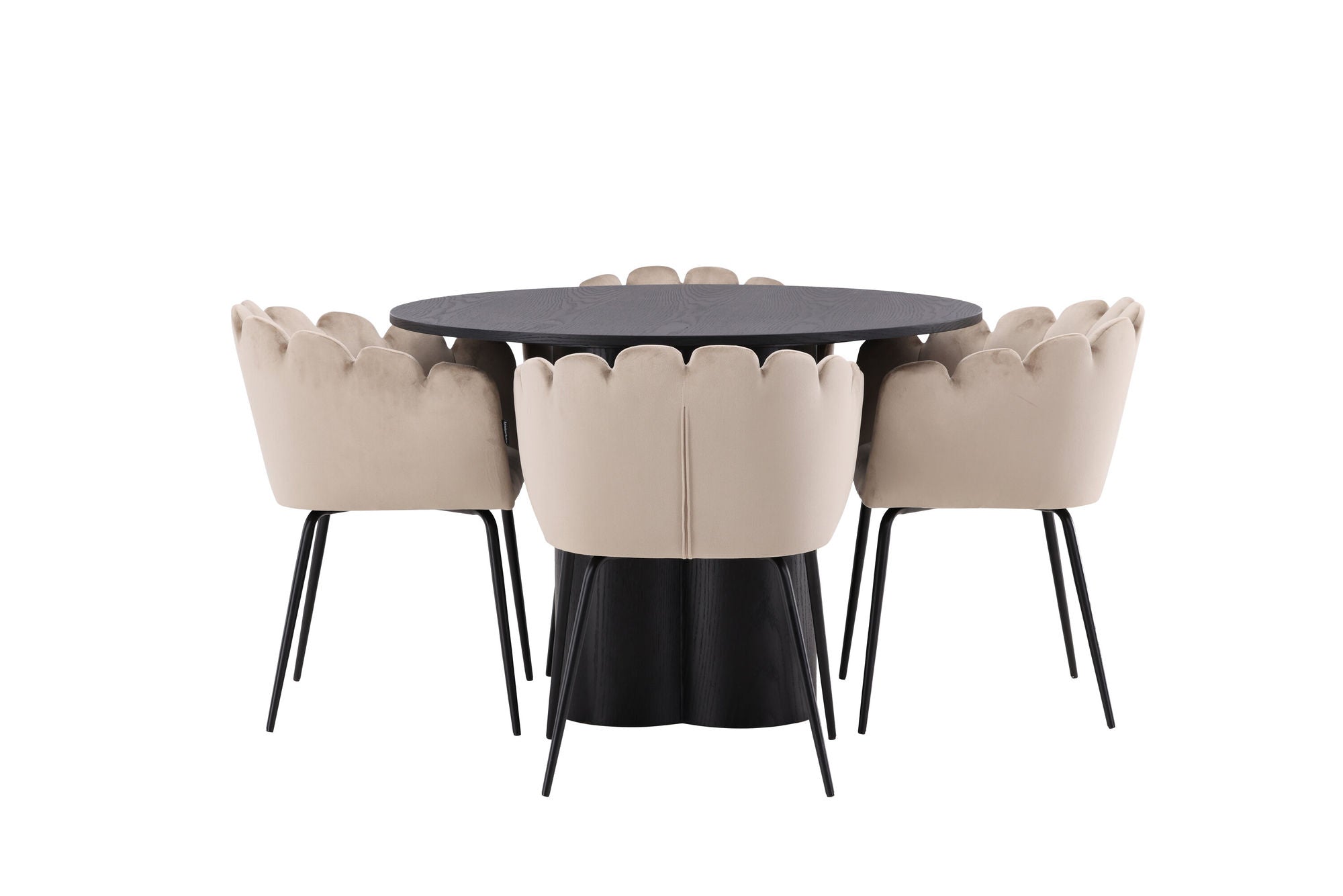 Venture Home OliviaDiningbord-Black/BlackVeneer+Limhamnstol-Black/BeigeVelvet_4