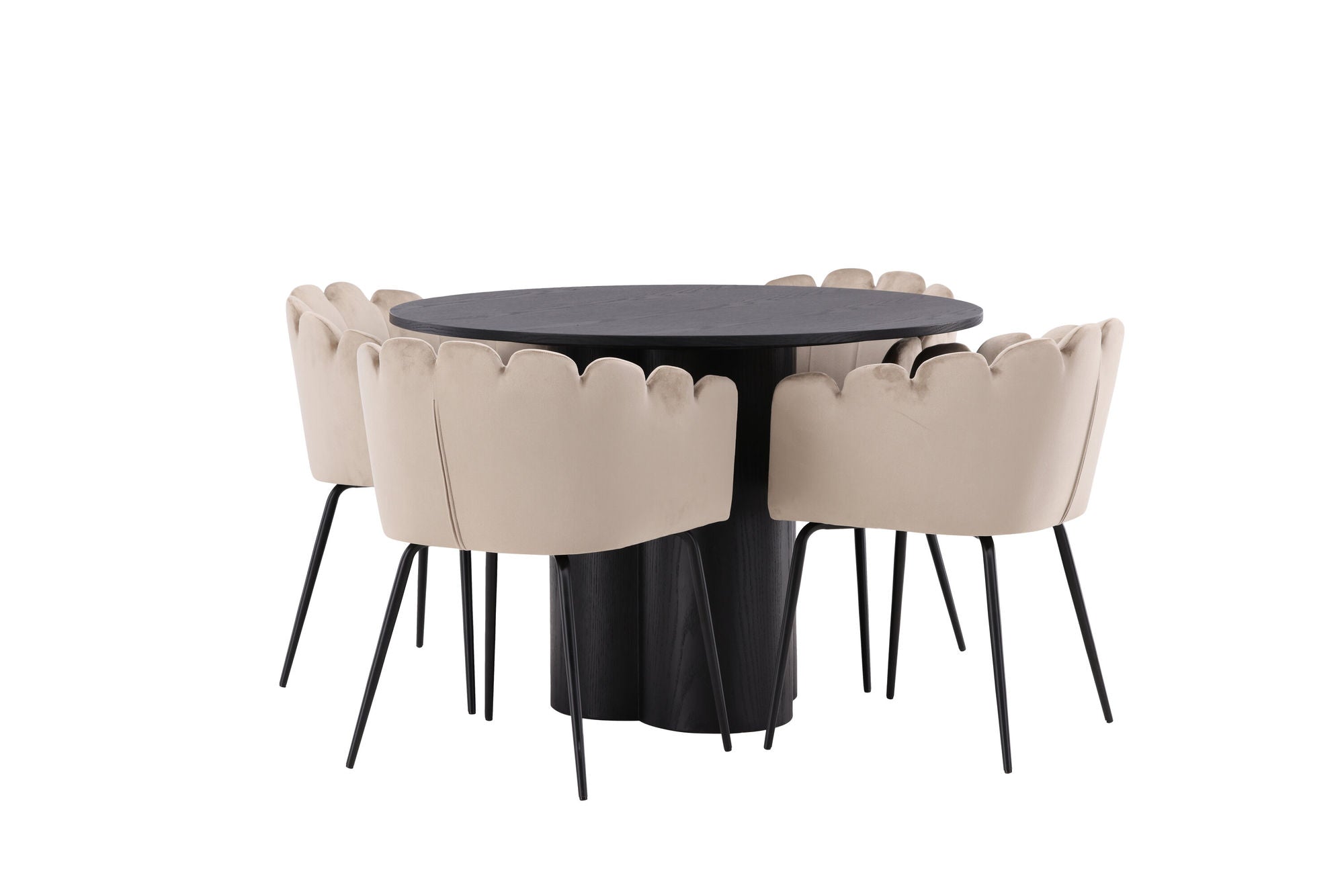 Venture Home OliviaDiningbord-Black/BlackVeneer+Limhamnstol-Black/BeigeVelvet_4