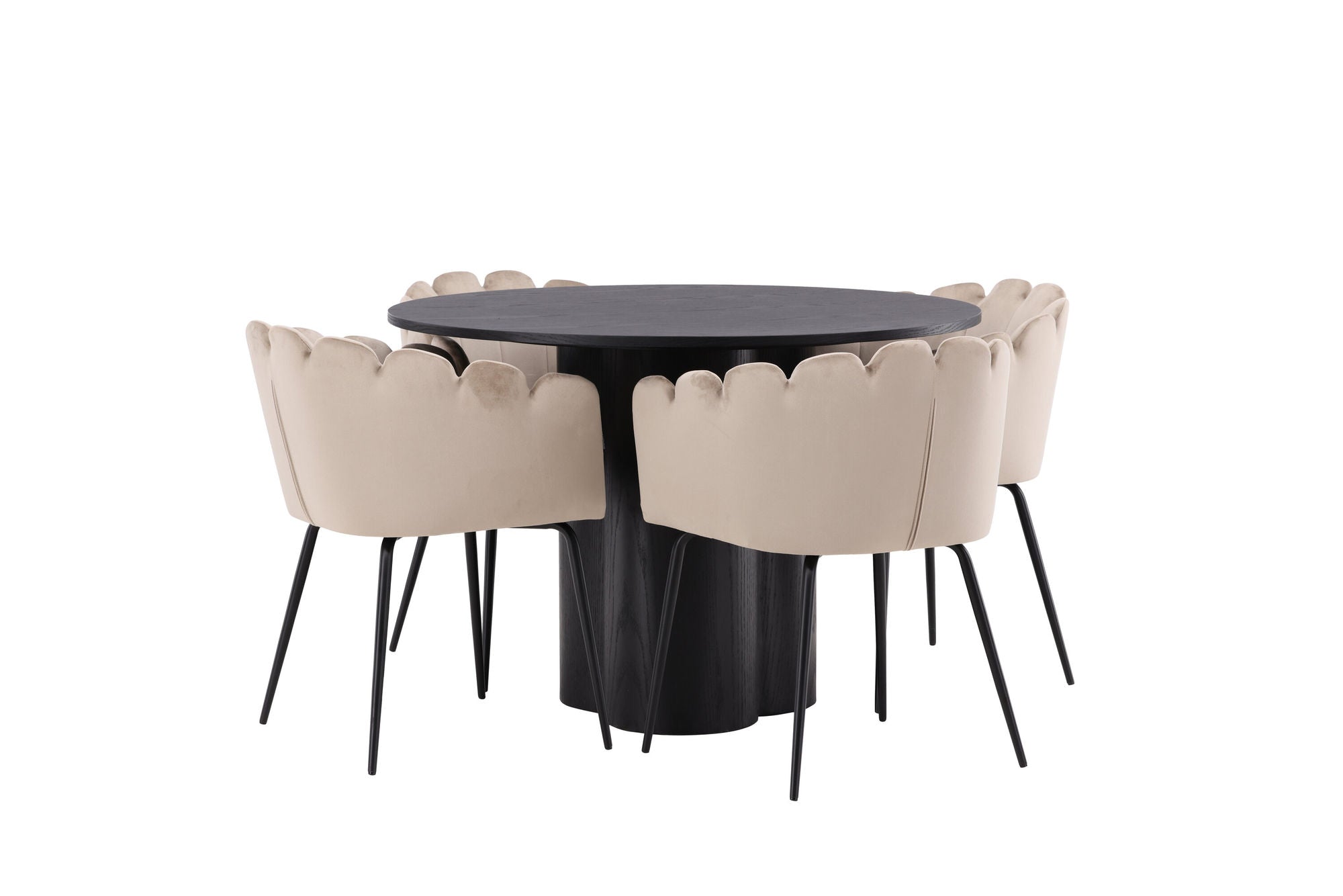 Venture Home OliviaDiningbord-Black/BlackVeneer+Limhamnstol-Black/BeigeVelvet_4