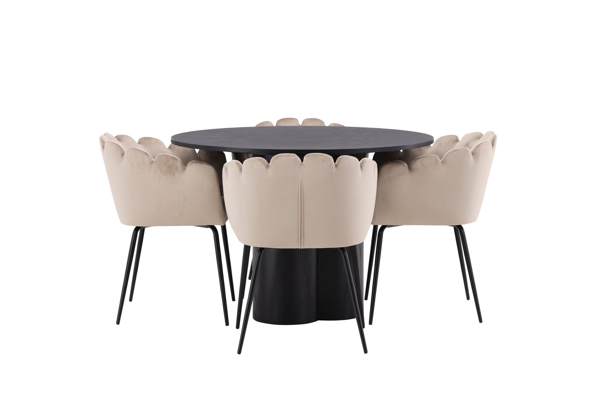 Venture Home OliviaDiningbord-Black/BlackVeneer+Limhamnstol-Black/BeigeVelvet_4