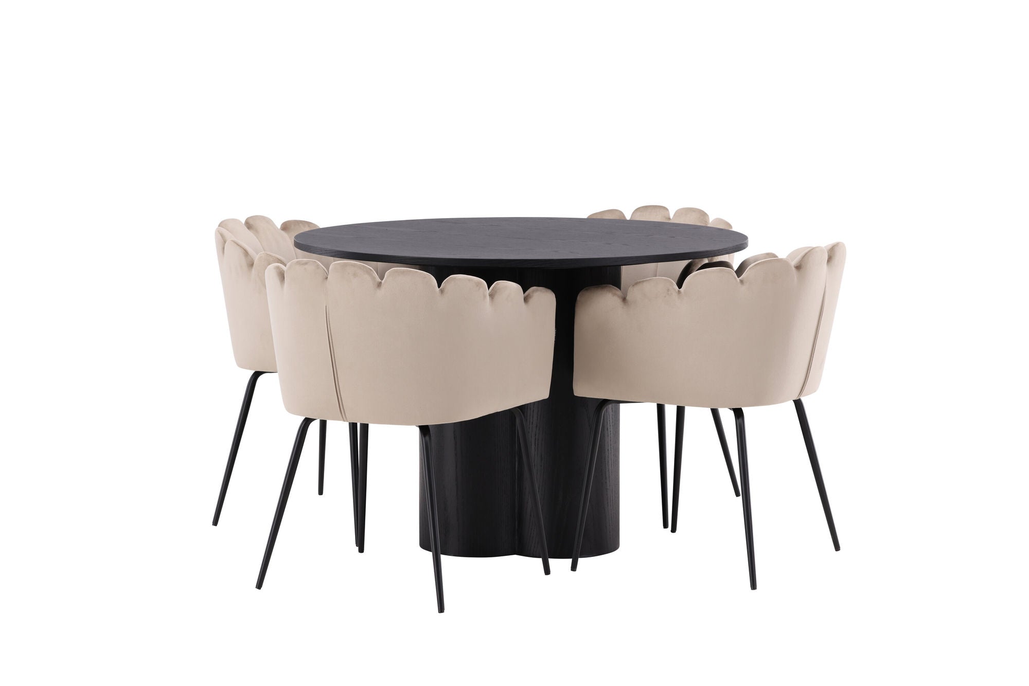 Venture Home OliviaDiningbord-Black/BlackVeneer+Limhamnstol-Black/BeigeVelvet_4