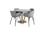Venture Home Estelle rund spisebord ø106 H75 - Black / Brass+Comfort Plastic Spisebordsstol - Black Legs - Grey Plastic_4