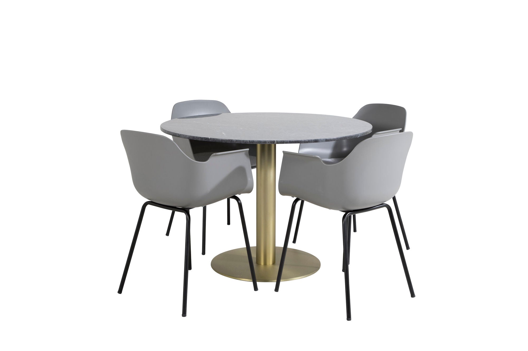 Venture Home Estelle rund spisebord ø106 H75 - Black / Brass+Comfort Plastic Spisebordsstol - Black Legs - Grey Plastic_4