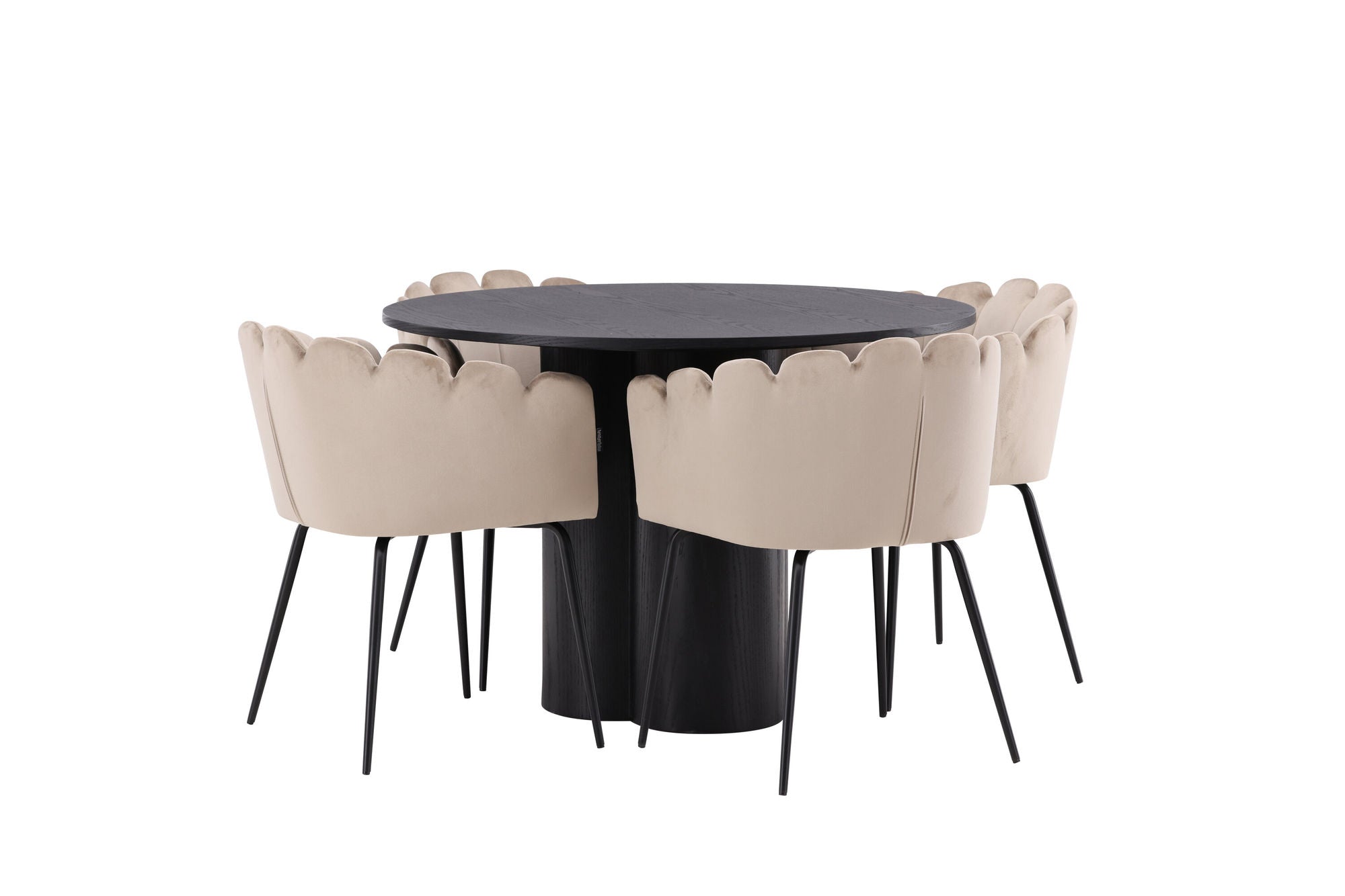 Venture Home OliviaDiningbord-Black/BlackVeneer+Limhamnstol-Black/BeigeVelvet_4
