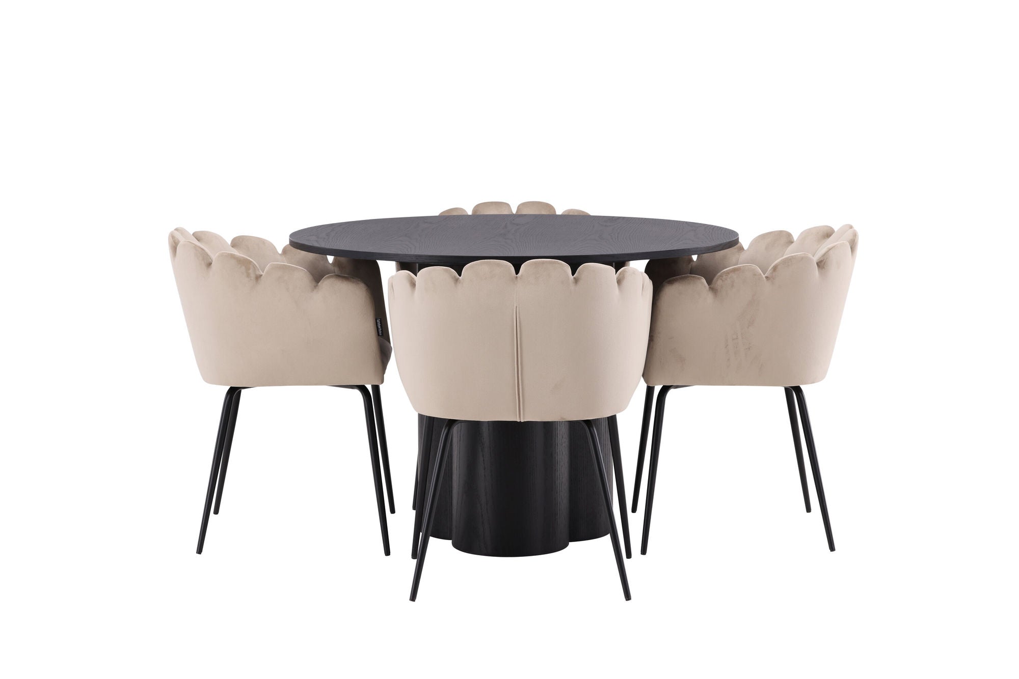 Venture Home OliviaDiningbord-Black/BlackVeneer+Limhamnstol-Black/BeigeVelvet_4