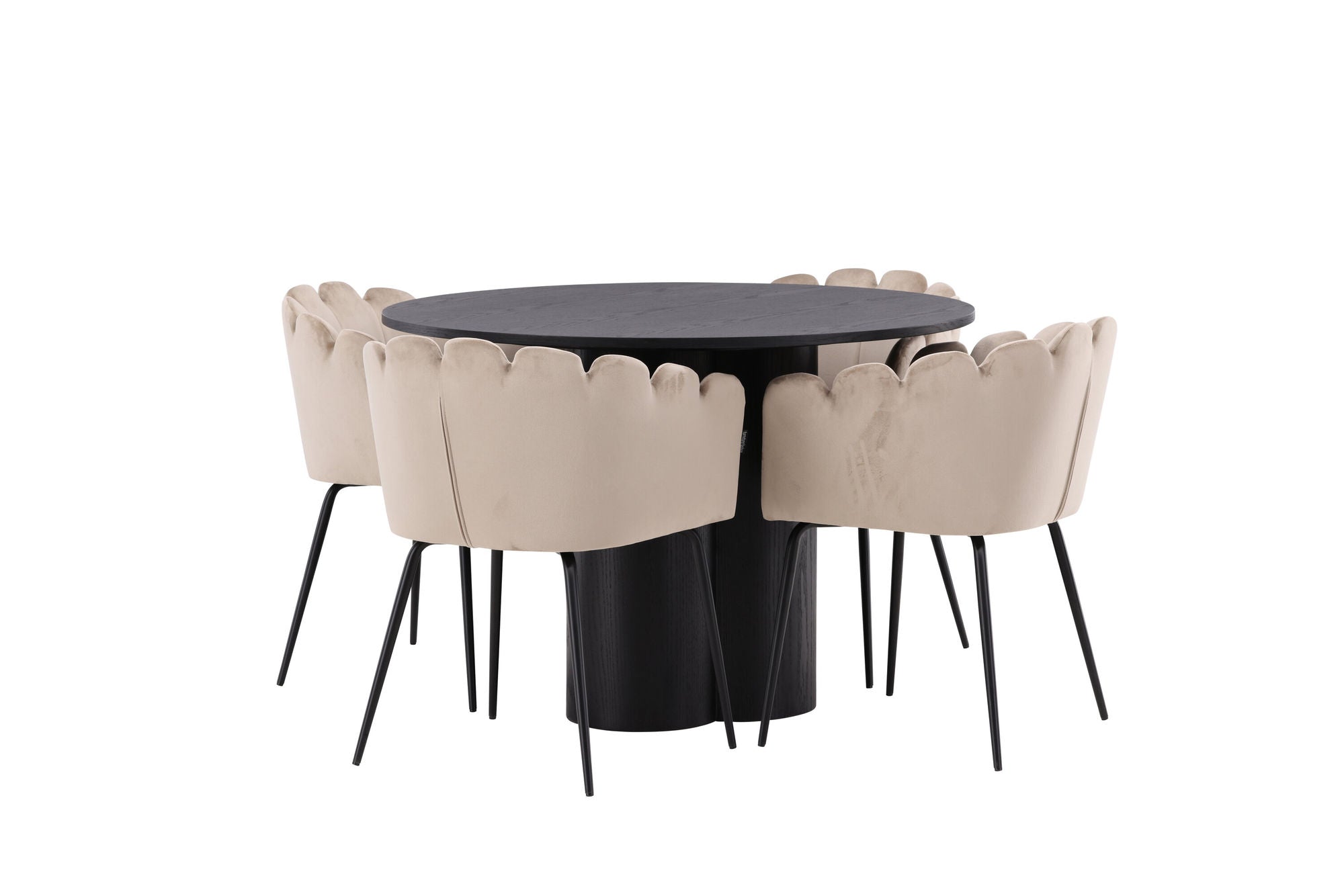 Venture Home OliviaDiningbord-Black/BlackVeneer+Limhamnstol-Black/BeigeVelvet_4