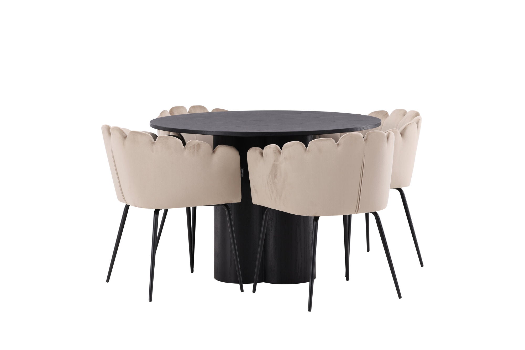 Venture Home OliviaDiningbord-Black/BlackVeneer+Limhamnstol-Black/BeigeVelvet_4