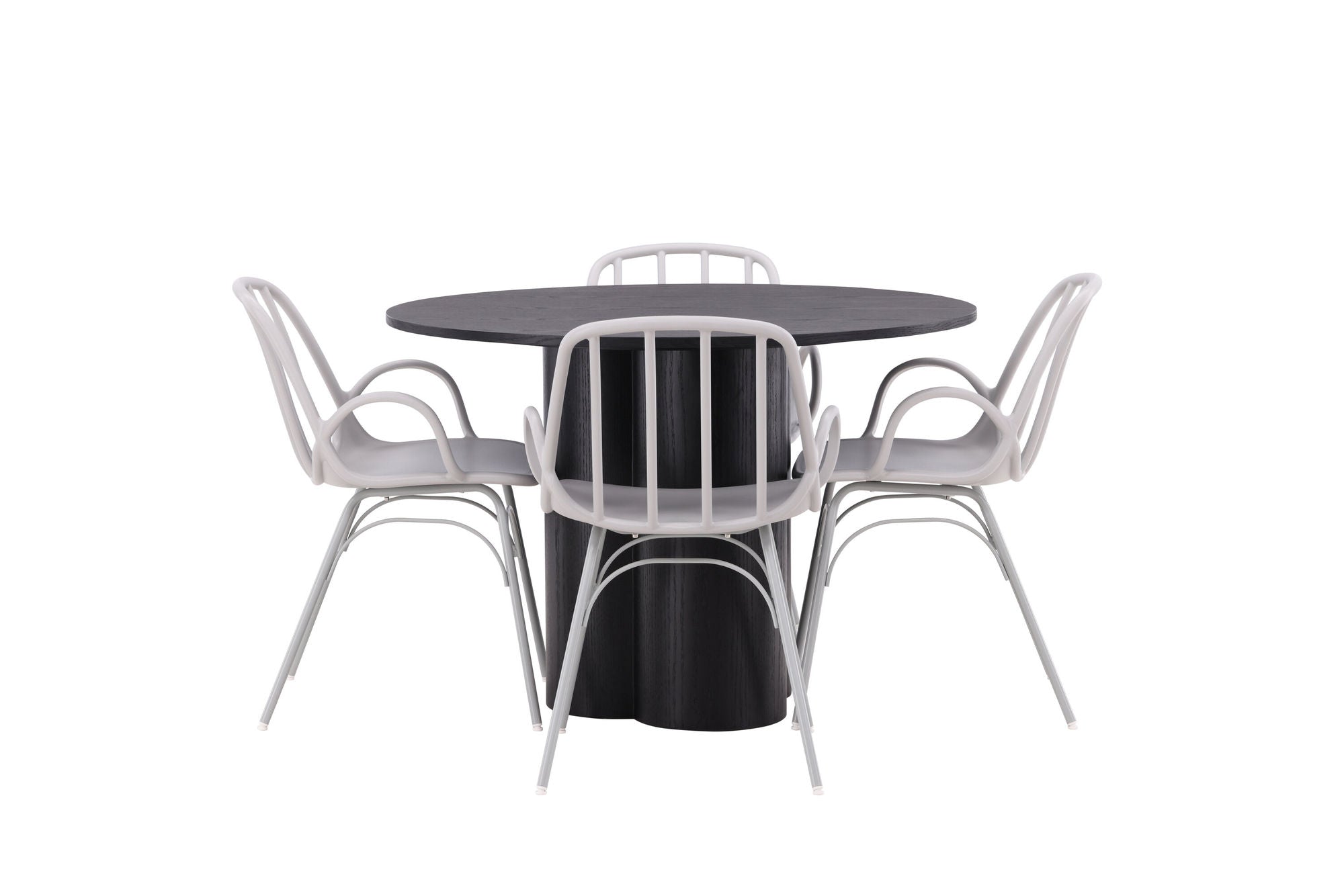 Venture Home OliviaDiningbord-Black/BlackVeneer+DyrönDiningstol-GreigePolypropylene_4