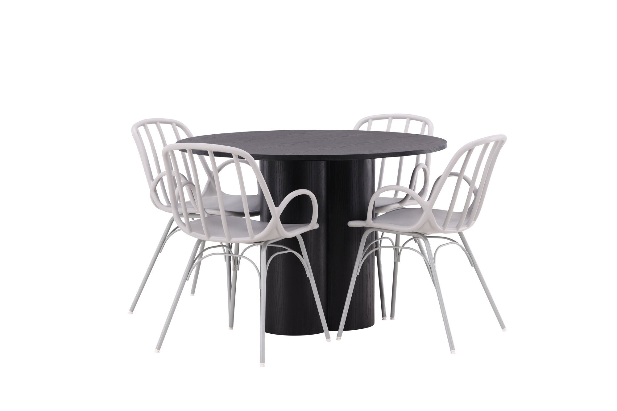 Venture Home OliviaDiningbord-Black/BlackVeneer+DyrönDiningstol-GreigePolypropylene_4