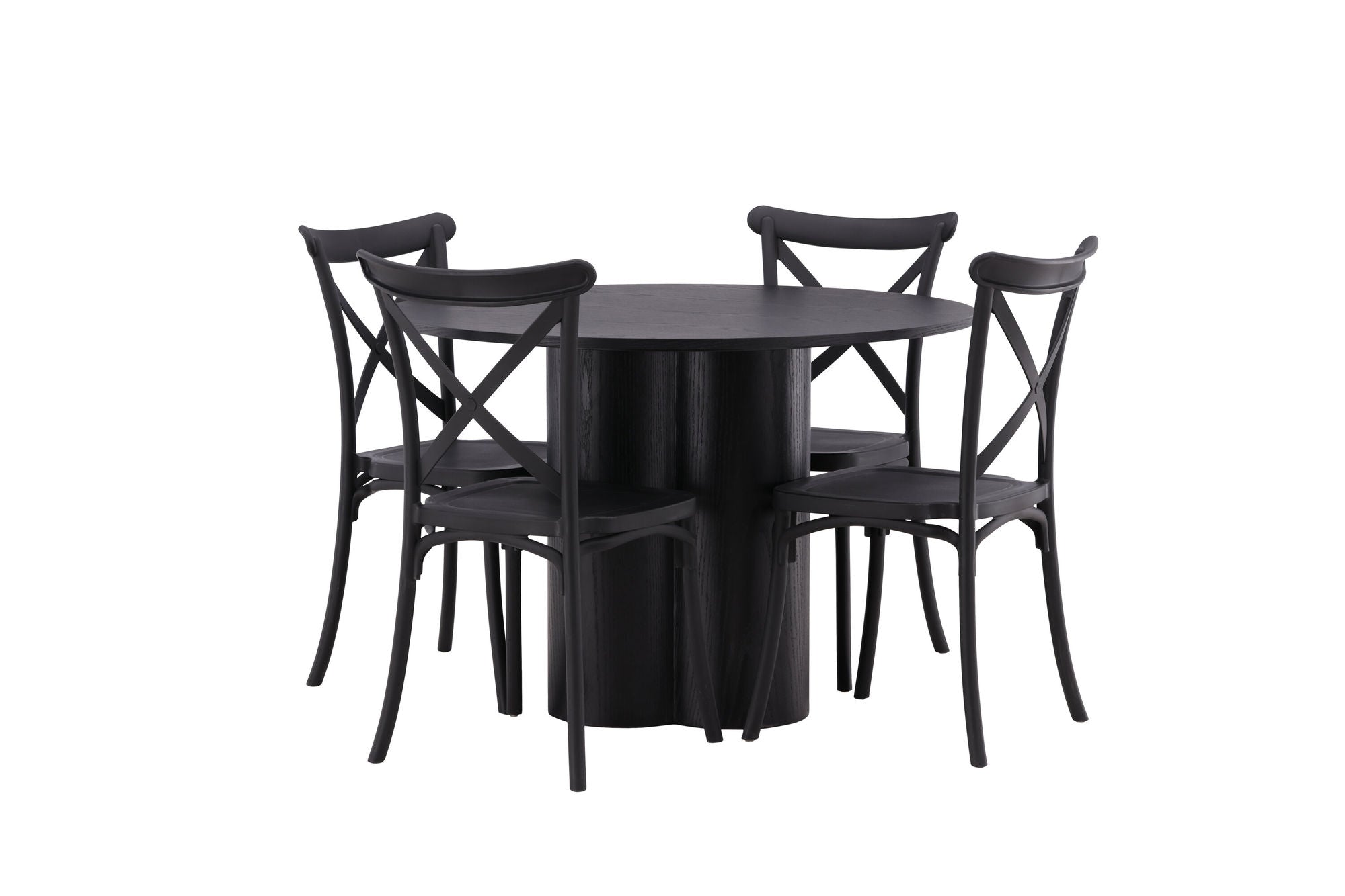 Venture Home OliviaDiningbord-Black/BlackVeneer+CrosettDiningstol-MatteBlack/MatteBlackPlastic_4