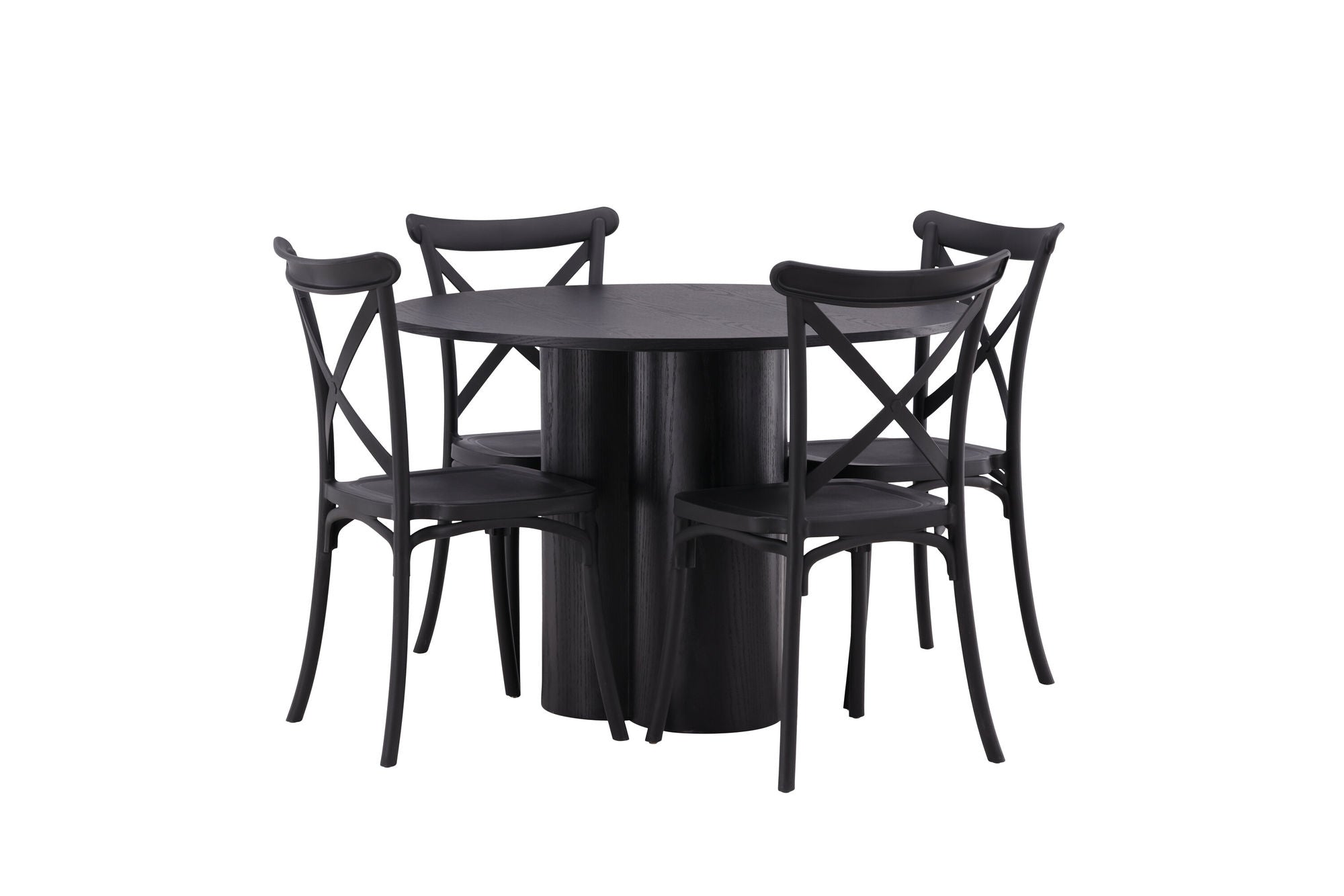 Venture Home OliviaDiningbord-Black/BlackVeneer+CrosettDiningstol-MatteBlack/MatteBlackPlastic_4