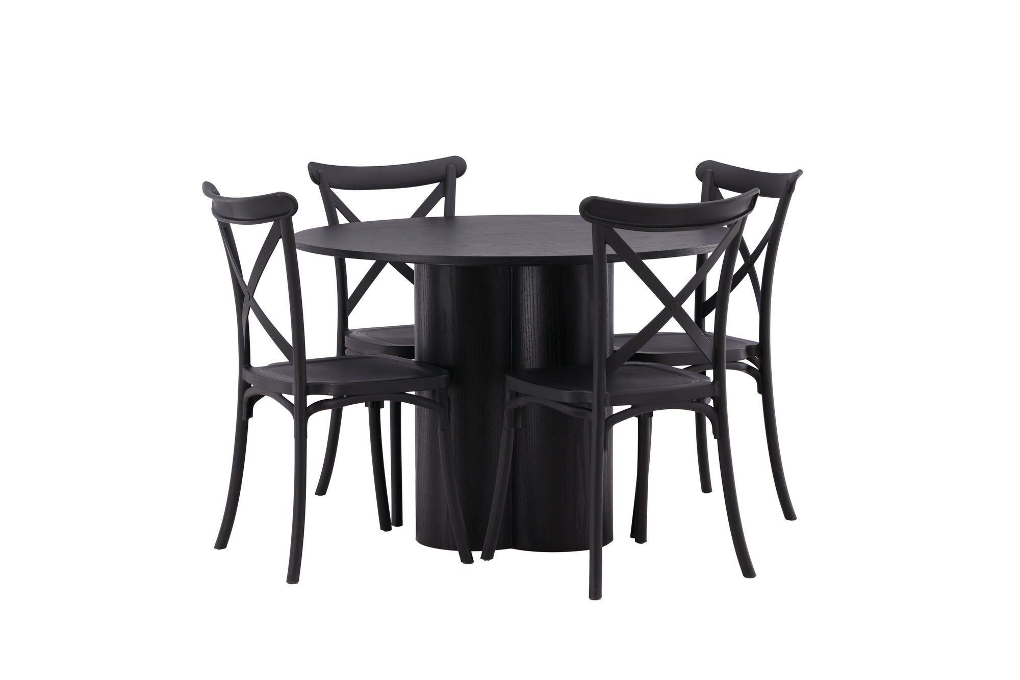 Venture Home OliviaDiningbord-Black/BlackVeneer+CrosettDiningstol-MatteBlack/MatteBlackPlastic_4