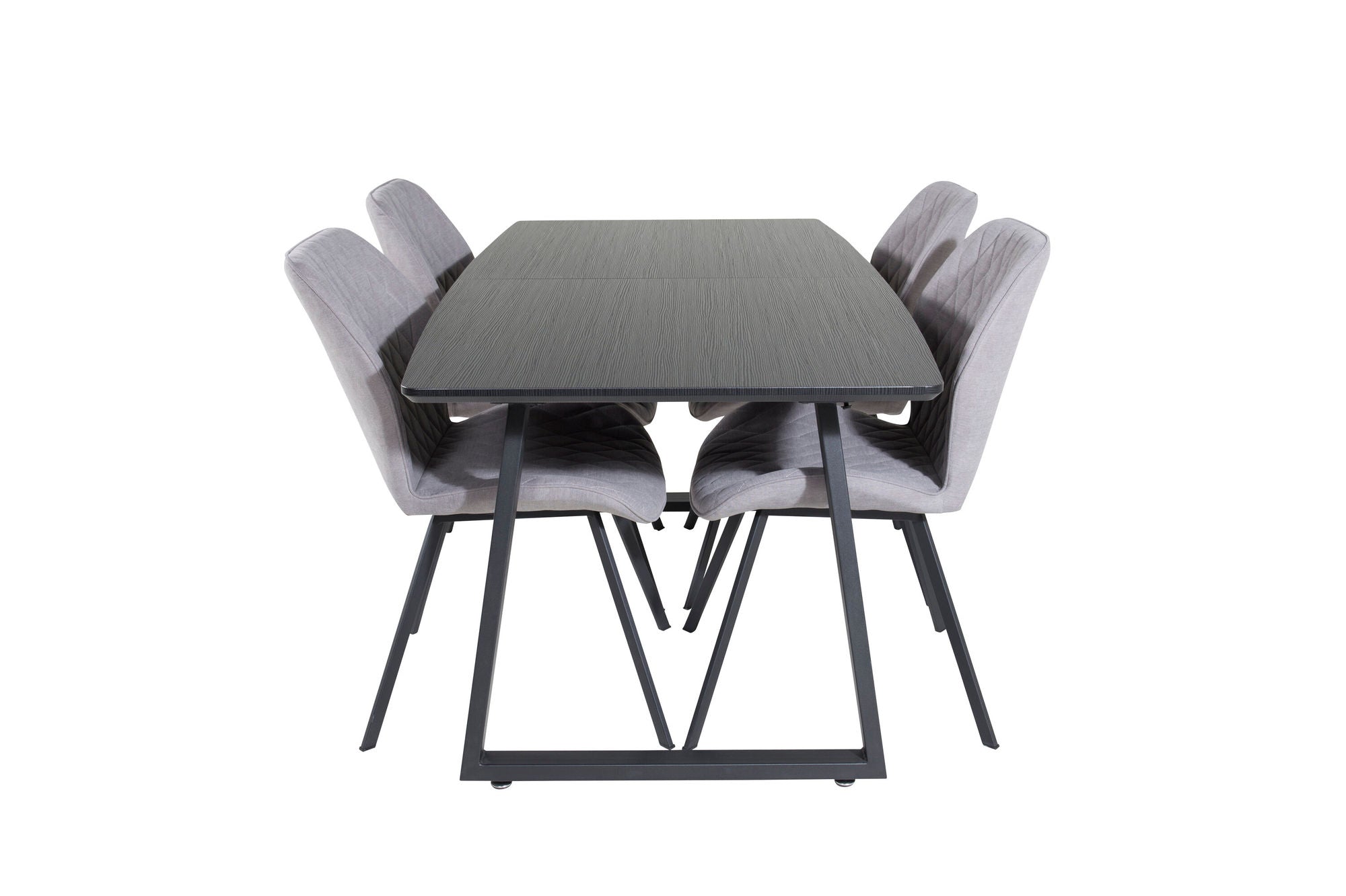Venture Home Inca Extentionbord - Black top / black Legs+Gemma Spisebordsstol - Black Legs - Grey Fabric_4