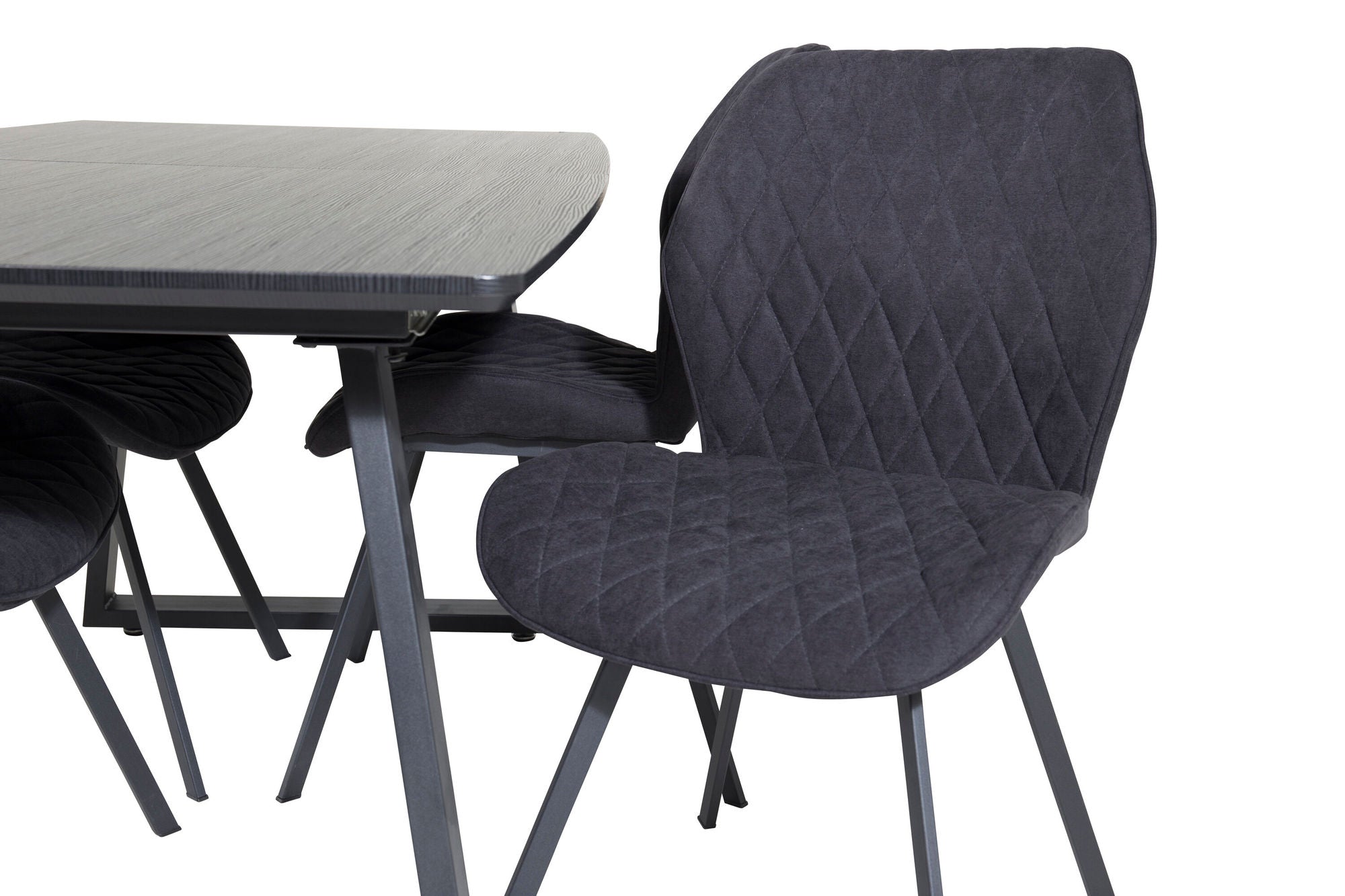 Venture Home Inca Extentionbord - Black top / black Legs+Gemma Spisebordsstol - Black Legs - Black Fabric_4
