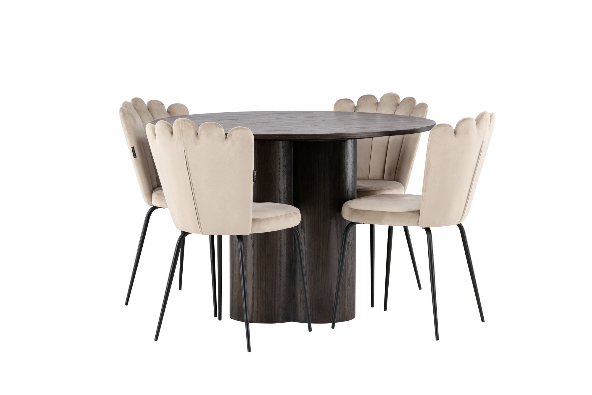 Venture Home OliviaDiningbord-Mocca/MoccaVeneer+LimhamnLightstol-Black/BeigeVelvet_4