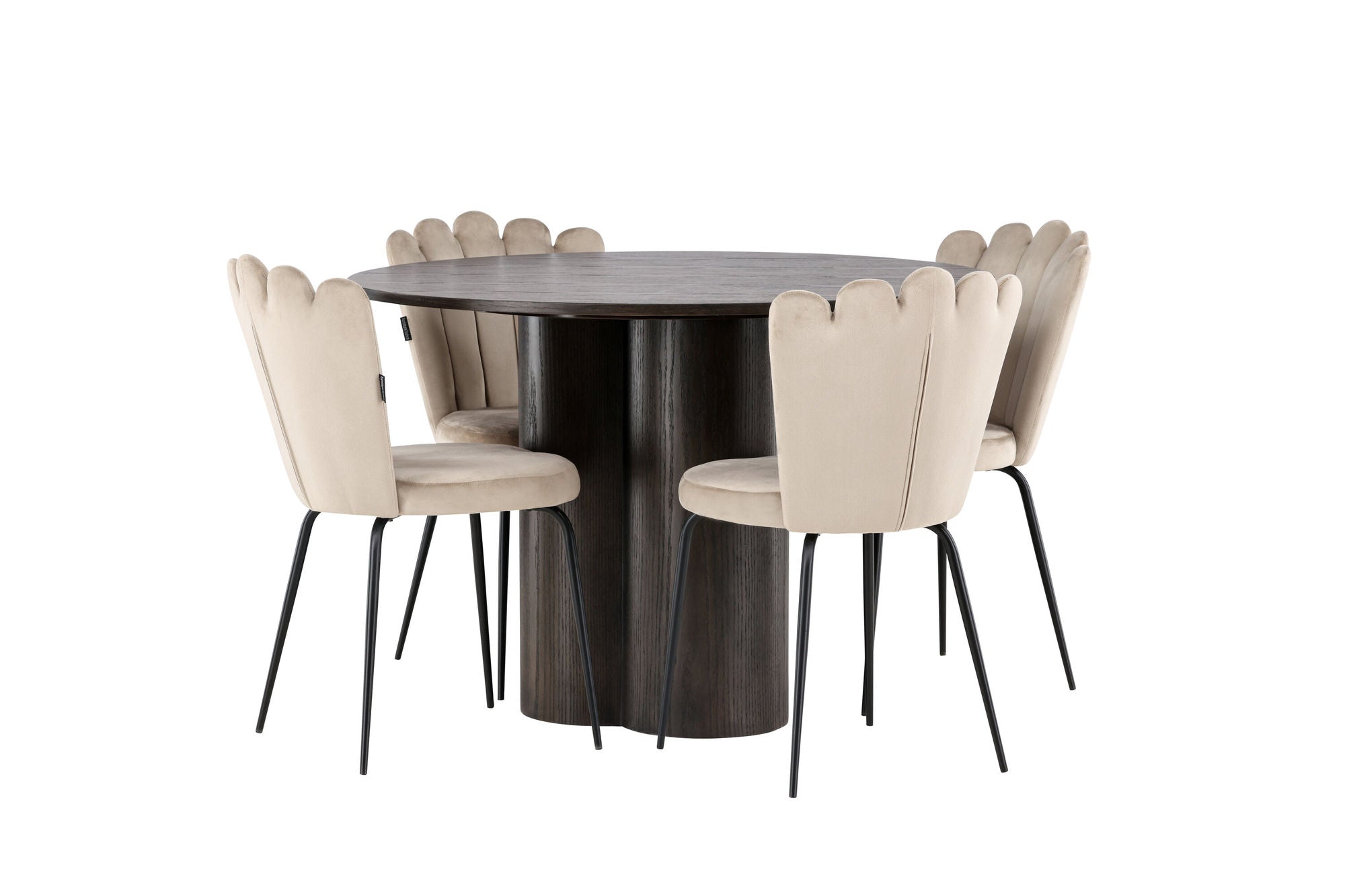 Venture Home OliviaDiningbord-Mocca/MoccaVeneer+LimhamnLightstol-Black/BeigeVelvet_4