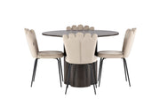 Venture Home OliviaDiningbord-Mocca/MoccaVeneer+LimhamnLightstol-Black/BeigeVelvet_4