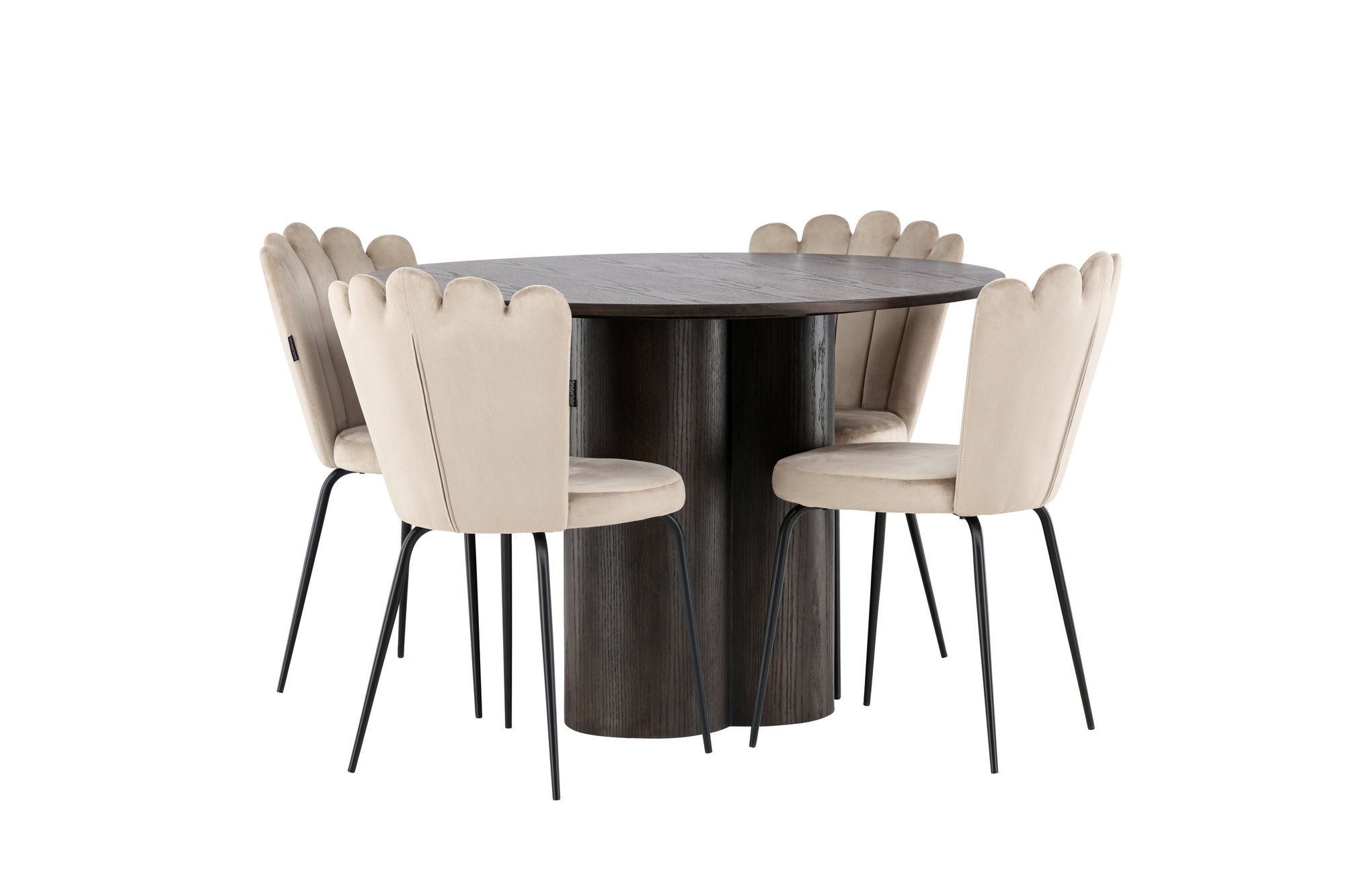 Venture Home OliviaDiningbord-Mocca/MoccaVeneer+LimhamnLightstol-Black/BeigeVelvet_4