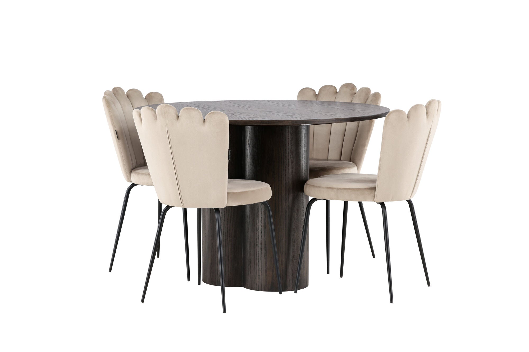 Venture Home OliviaDiningbord-Mocca/MoccaVeneer+LimhamnLightstol-Black/BeigeVelvet_4