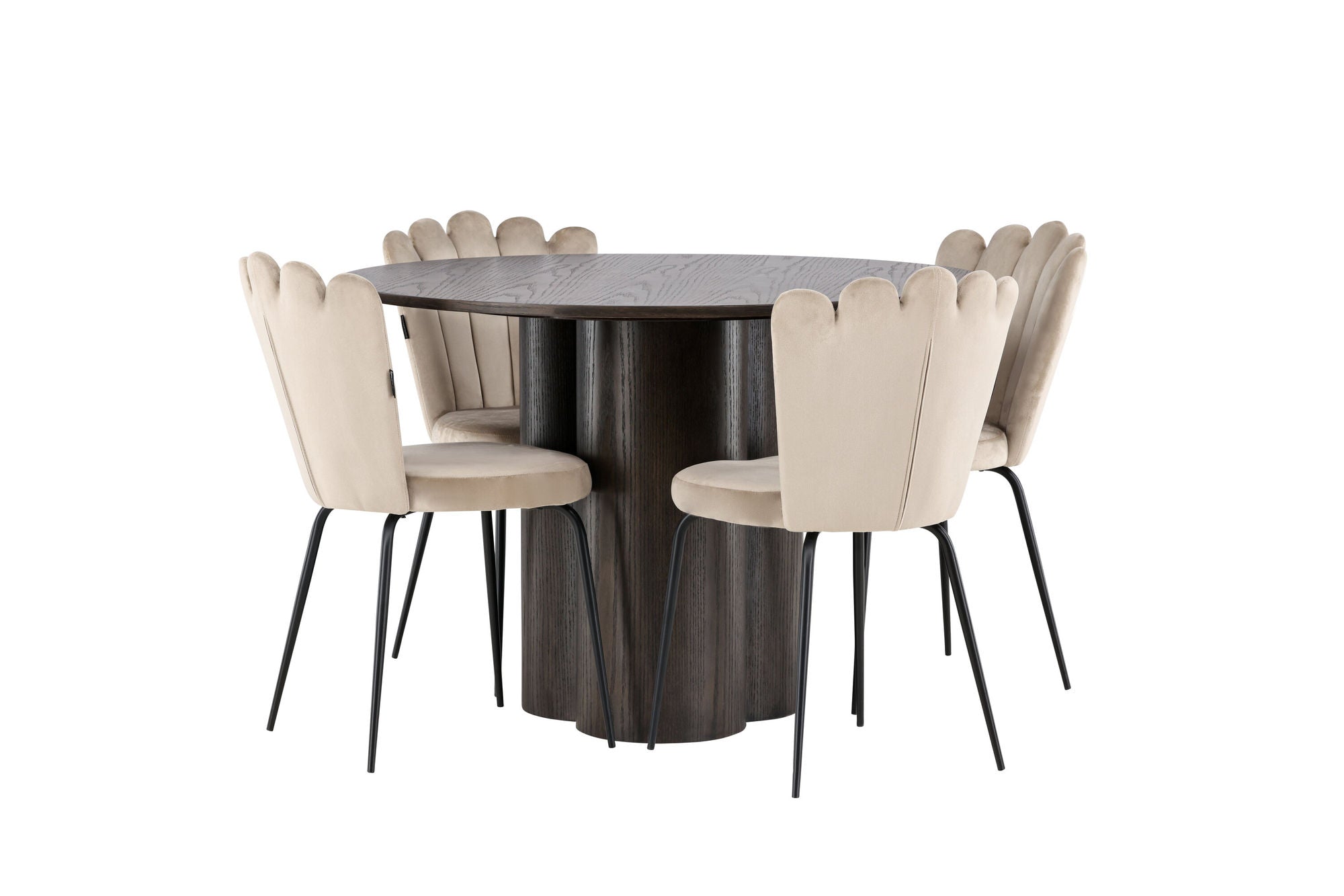 Venture Home OliviaDiningbord-Mocca/MoccaVeneer+LimhamnLightstol-Black/BeigeVelvet_4