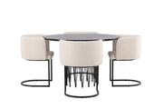 Venture Home Stone round spisebord - Black / Mocca Veneer +Simrishman Spisebordsstol - Black / Beige TC-fabric _4