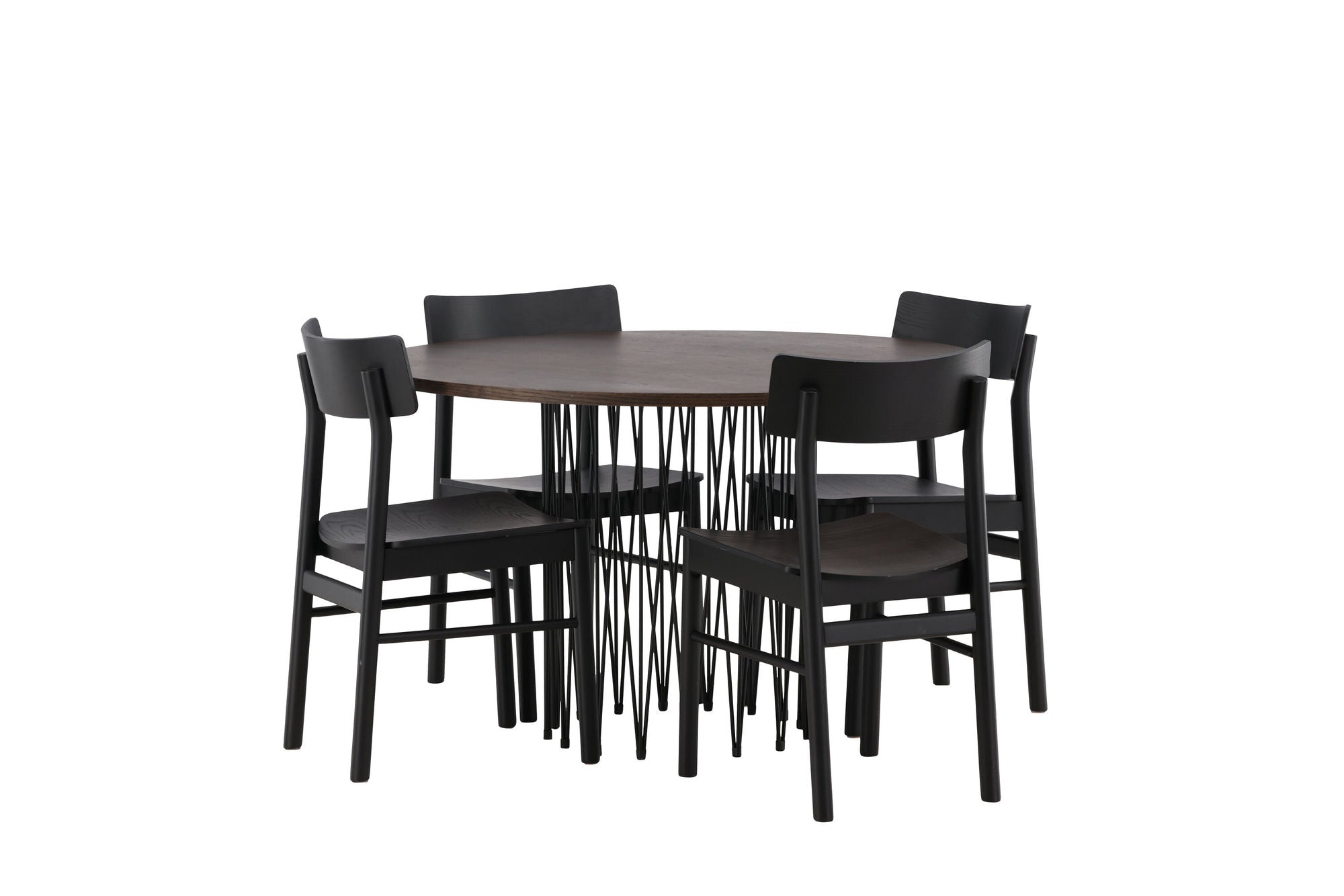 Venture Home Stone round spisebord - Black / Mocca Veneer +Montros Spisebordsstol - Natural / Natural Rubberwood _4
