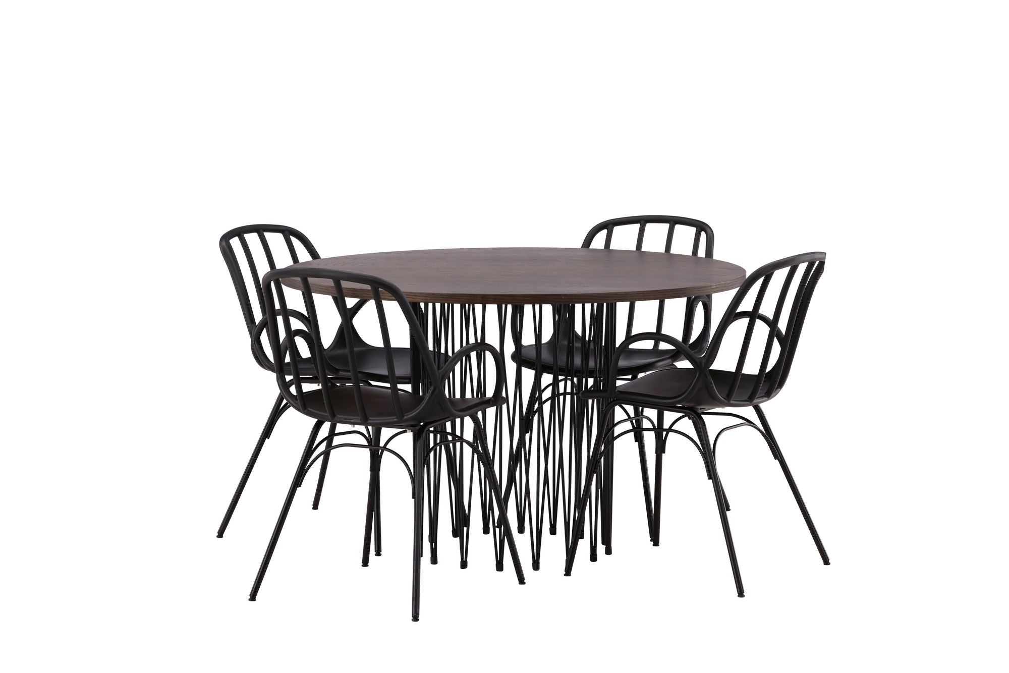 Venture Home Stone round spisebord - Black / Mocca Veneer +Dyrön Spisebordsstol - Black Polypropylene _4