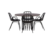 Venture Home Stone round spisebord - Black / Mocca Veneer +Dyrön Spisebordsstol - Black Polypropylene _4
