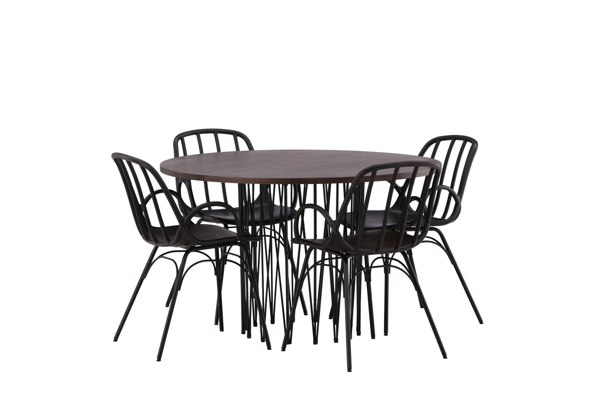 Venture Home Stone round spisebord - Black / Mocca Veneer +Dyrön Spisebordsstol - Black Polypropylene _4