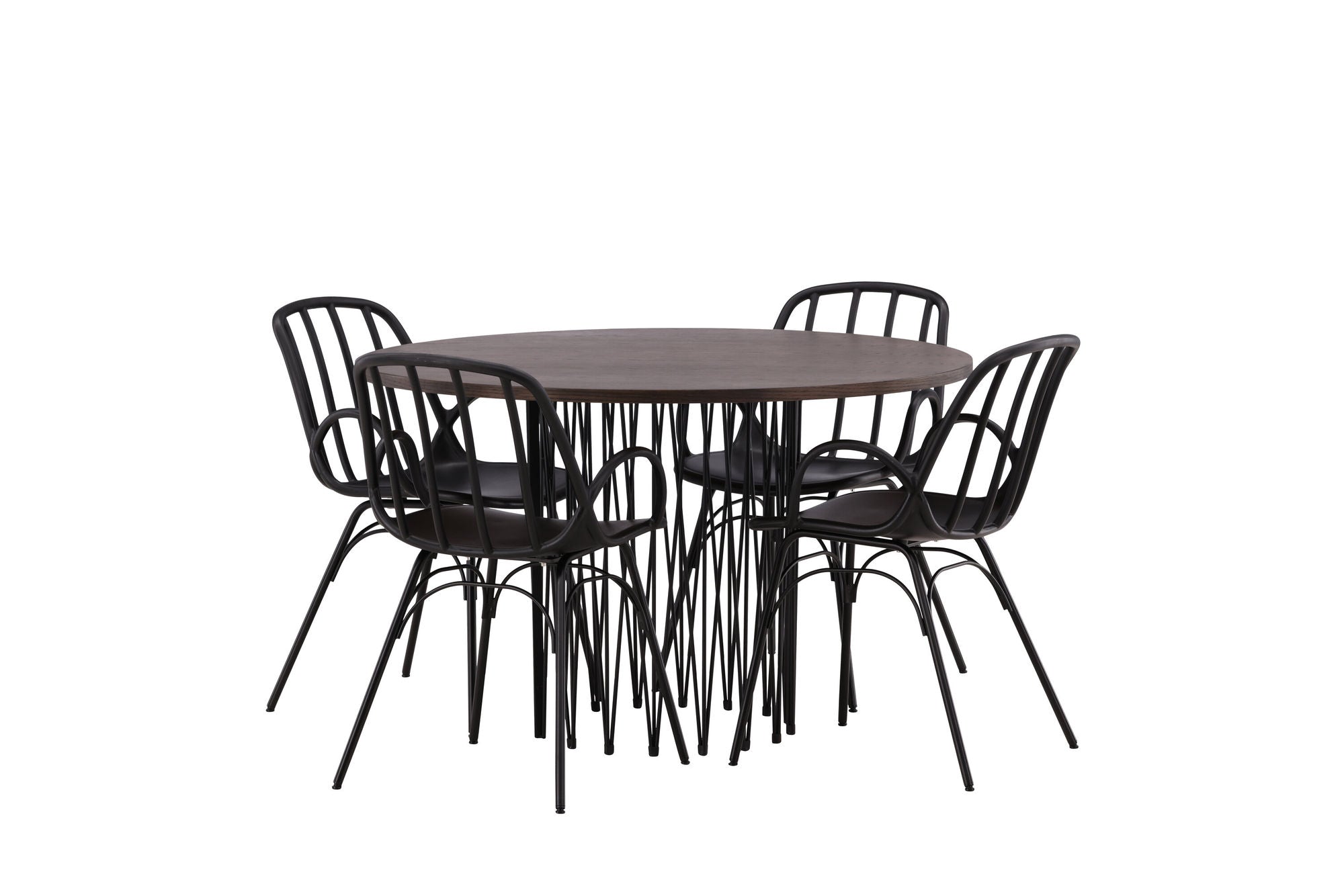 Venture Home Stone round spisebord - Black / Mocca Veneer +Dyrön Spisebordsstol - Black Polypropylene _4