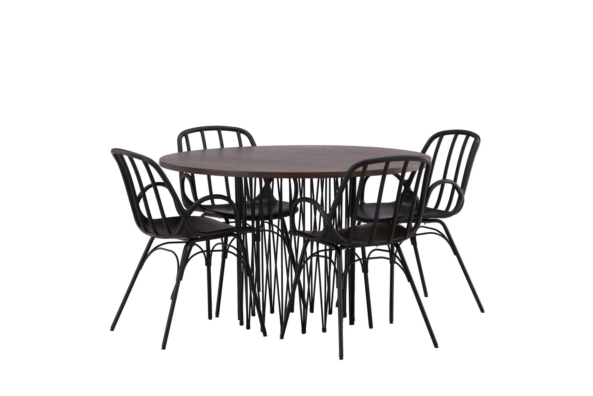 Venture Home Stone round spisebord - Black / Mocca Veneer +Dyrön Spisebordsstol - Black Polypropylene _4