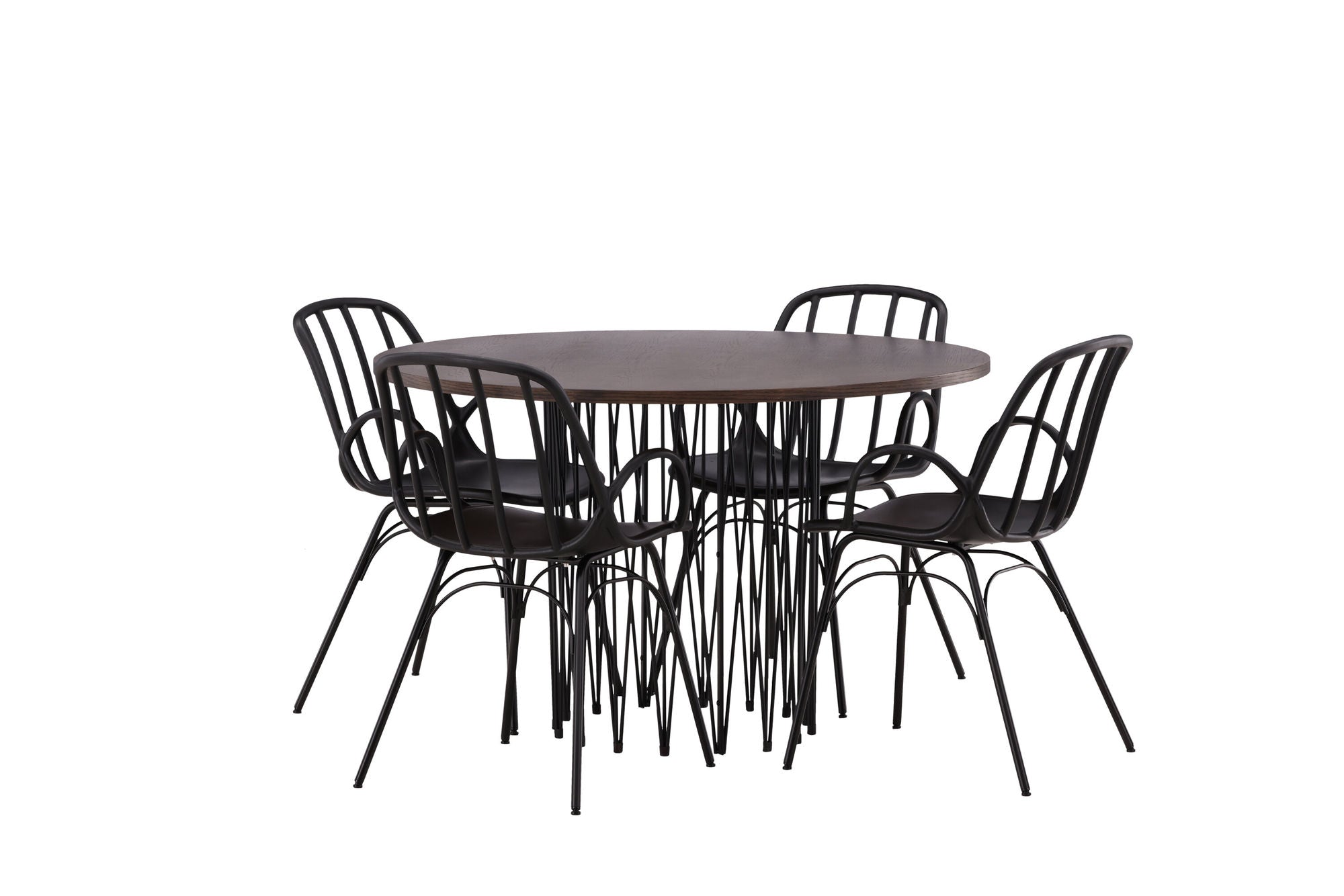 Venture Home Stone round spisebord - Black / Mocca Veneer +Dyrön Spisebordsstol - Black Polypropylene _4