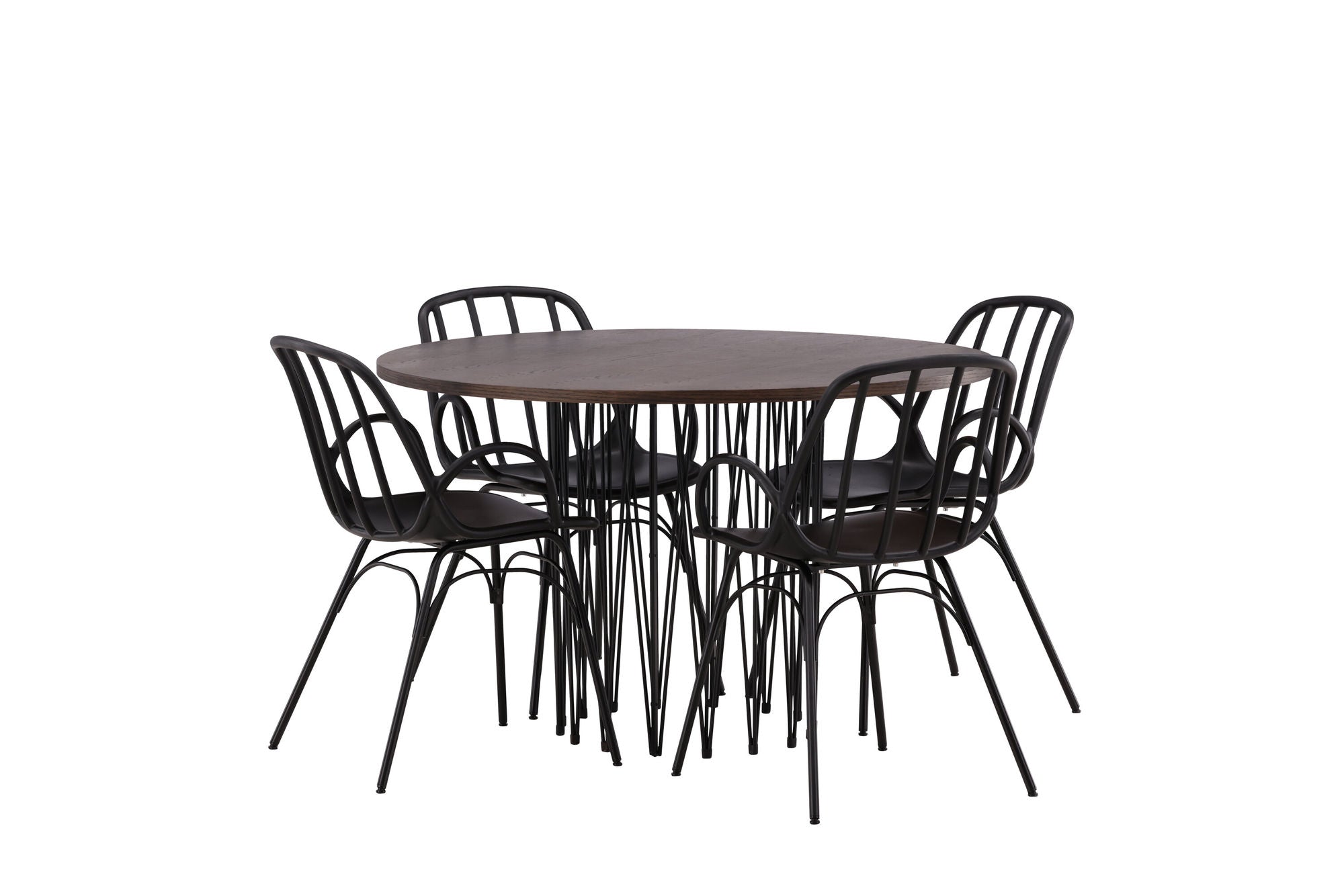 Venture Home Stone round spisebord - Black / Mocca Veneer +Dyrön Spisebordsstol - Black Polypropylene _4