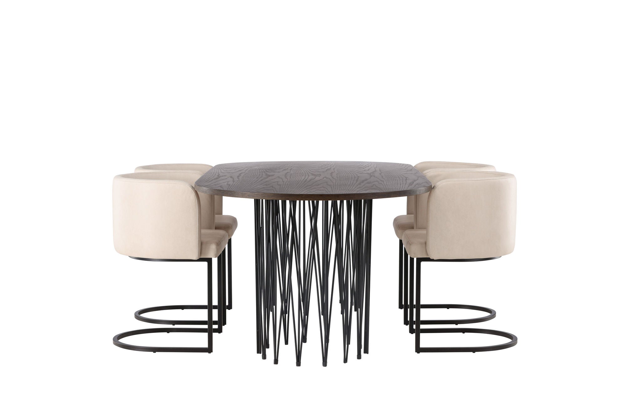 Venture Home Stone oval spisebord - Black / Mocca Veneer +Simrishman Spisebordsstol - Black / Beige TC-fabric _4