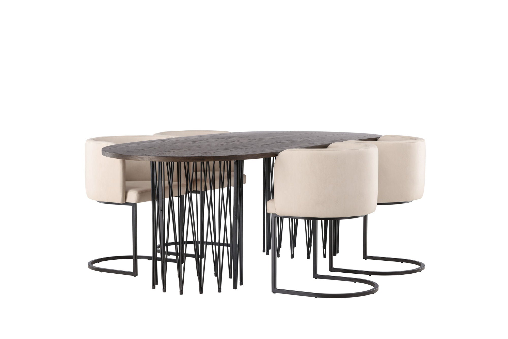 Venture Home Stone oval spisebord - Black / Mocca Veneer +Simrishman Spisebordsstol - Black / Beige TC-fabric _4