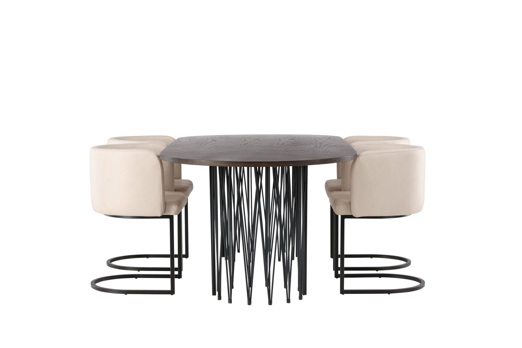 Venture Home Stone oval spisebord - Black / Mocca Veneer +Simrishman Spisebordsstol - Black / Beige TC-fabric _4