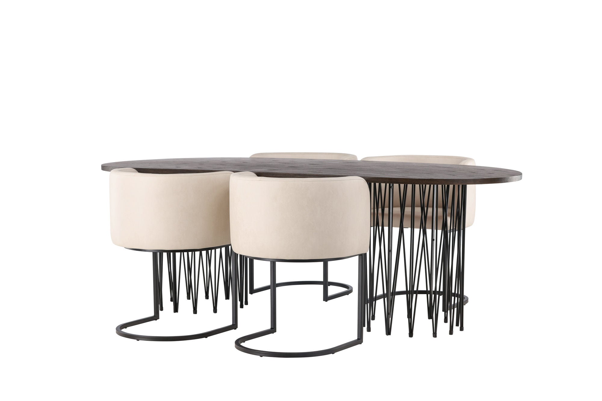 Venture Home Stone oval spisebord - Black / Mocca Veneer +Simrishman Spisebordsstol - Black / Beige TC-fabric _4