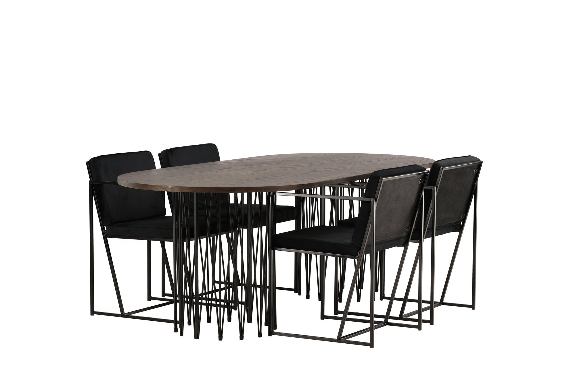 Venture Home Stone oval spisebord - Black / Mocca Veneer +Richmond Spisebordsstol - Black / Black Velvet _4