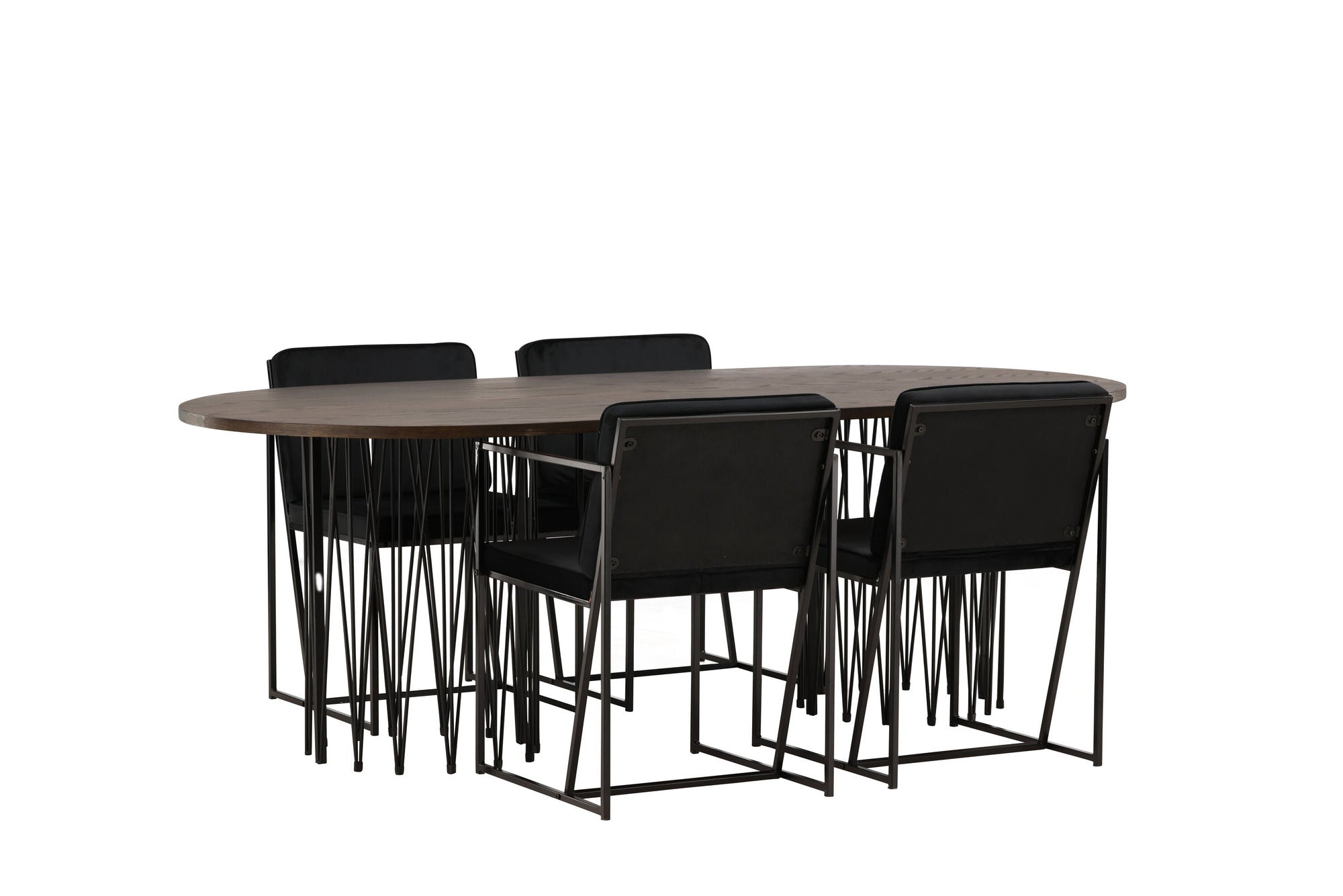 Venture Home Stone oval spisebord - Black / Mocca Veneer +Richmond Spisebordsstol - Black / Black Velvet _4