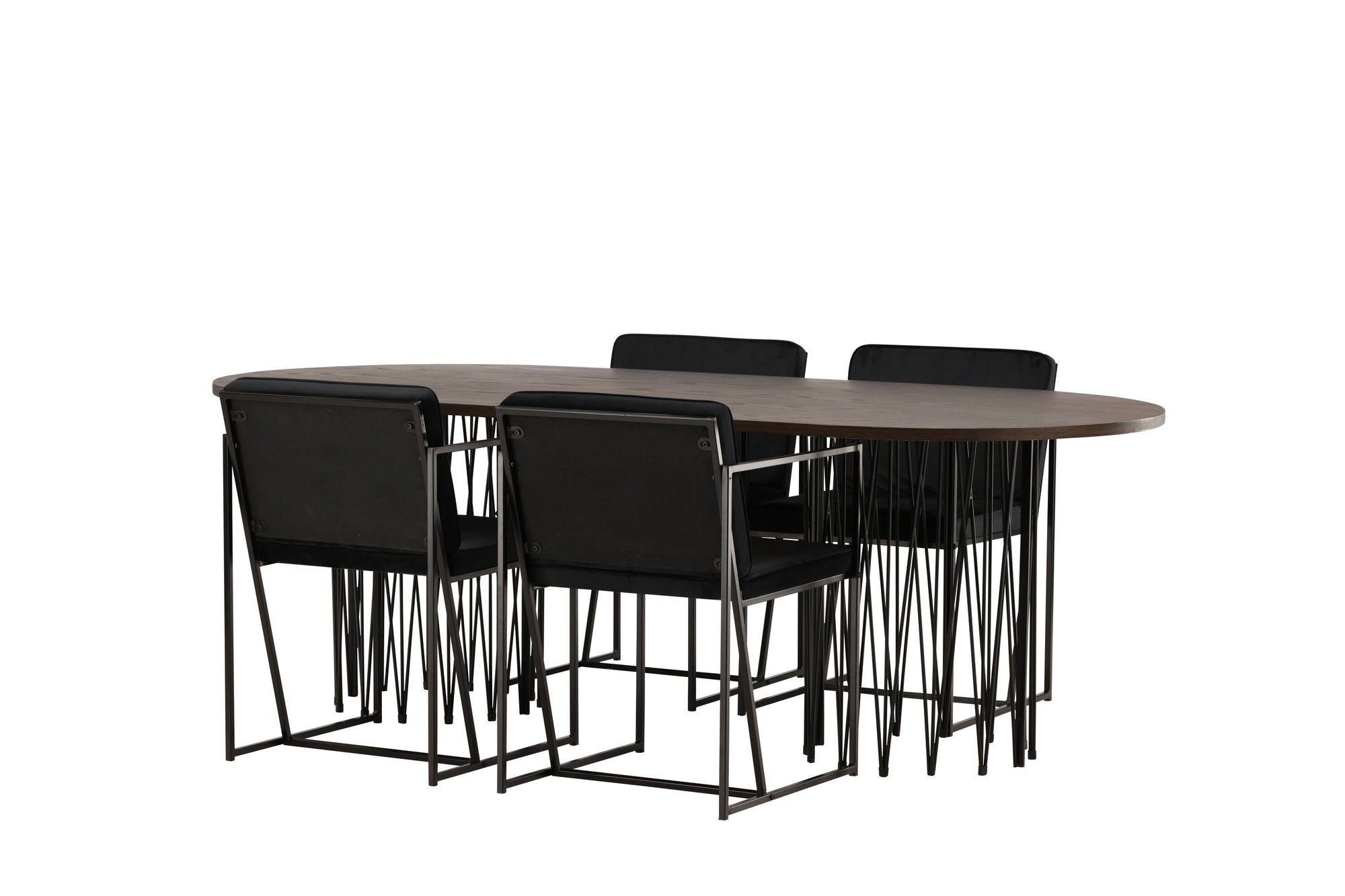 Venture Home Stone oval spisebord - Black / Mocca Veneer +Richmond Spisebordsstol - Black / Black Velvet _4
