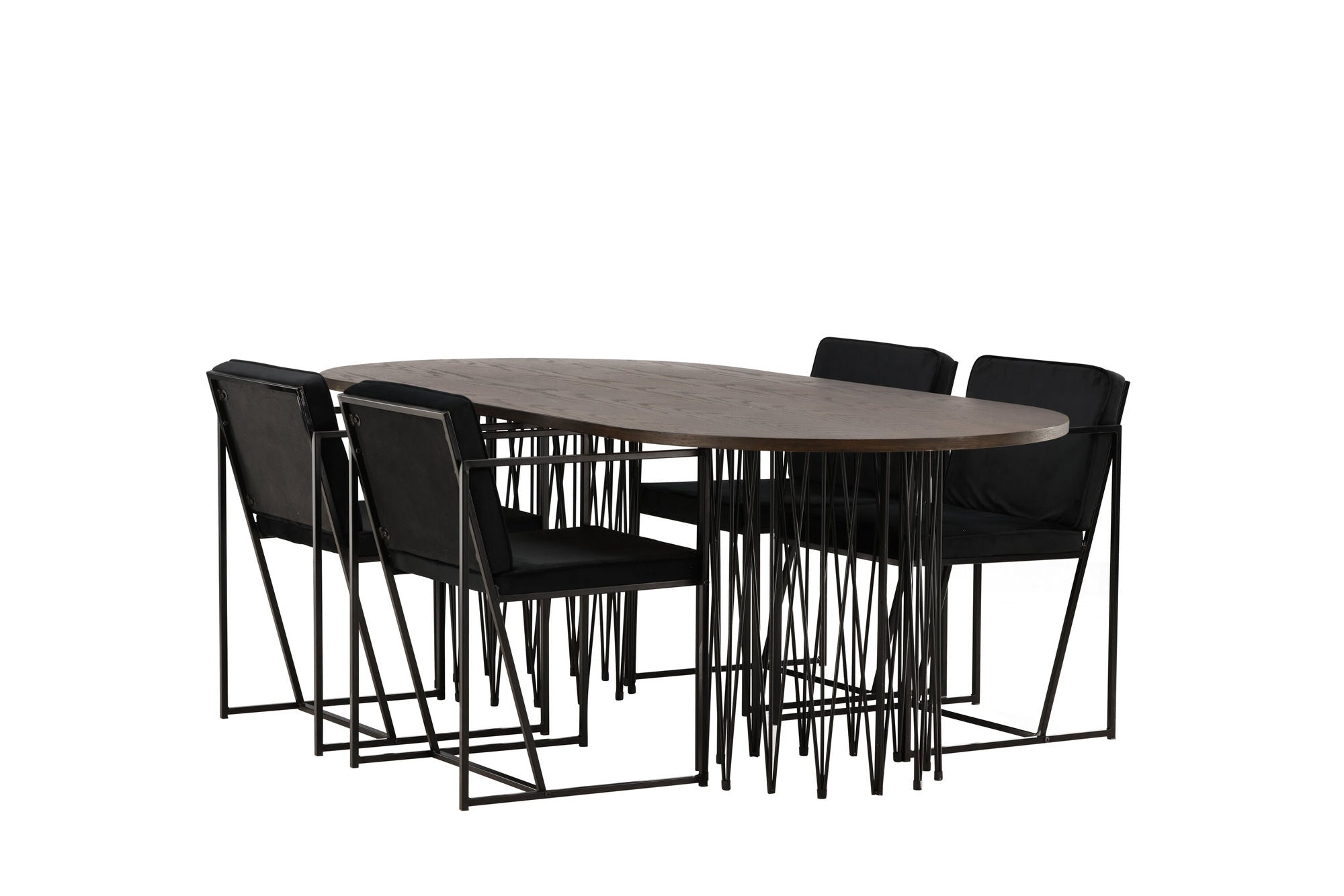 Venture Home Stone oval spisebord - Black / Mocca Veneer +Richmond Spisebordsstol - Black / Black Velvet _4