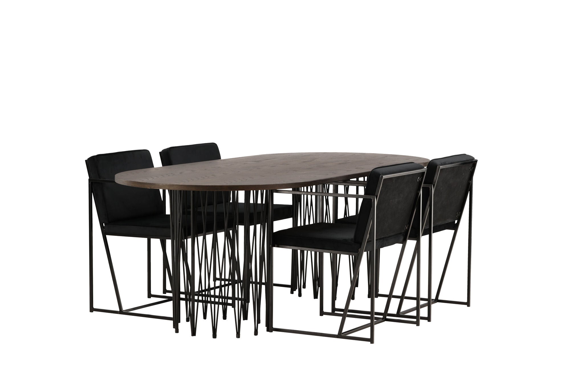 Venture Home Stone oval spisebord - Black / Mocca Veneer +Richmond Spisebordsstol - Black / Black Velvet _4
